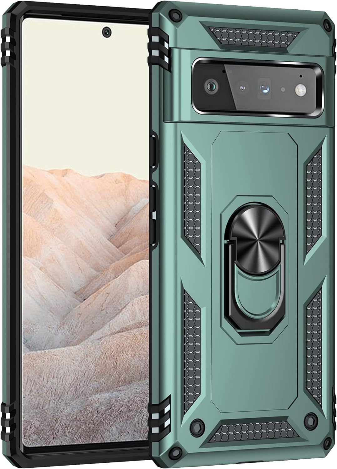 Korecase Designed for Google Pixel 6 Pro Case Heavy Duty Rugged Full Body Shockproof Scratch Proof Screen Protection Built-In 360 Ring Kickstand Military Hard Cover for Men Women Green  Korecase   