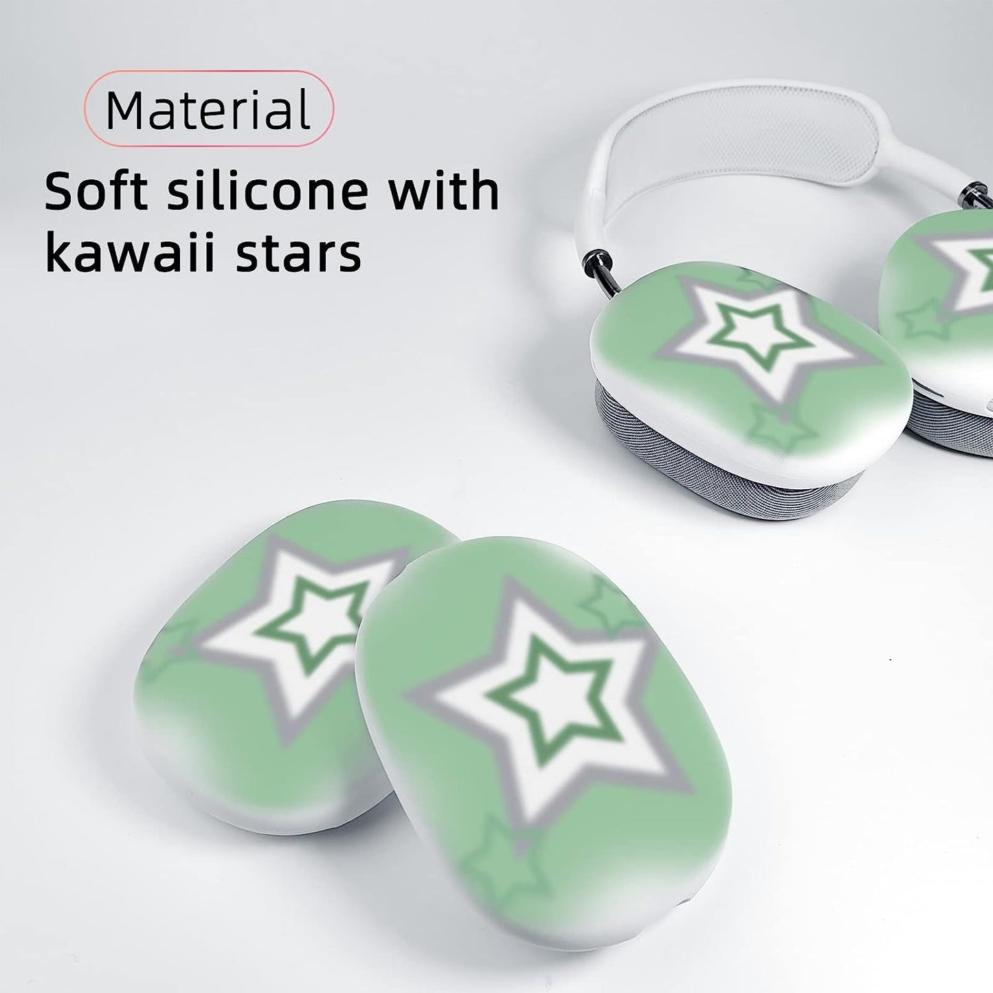 AIIEKZ Case Cover for Airpods Max，Soft Silicone Anti-Scratch Ear Cups Case with Colorful Star Pattern for Apple Airpods Max Headphones (Green)  AIIEKZ   