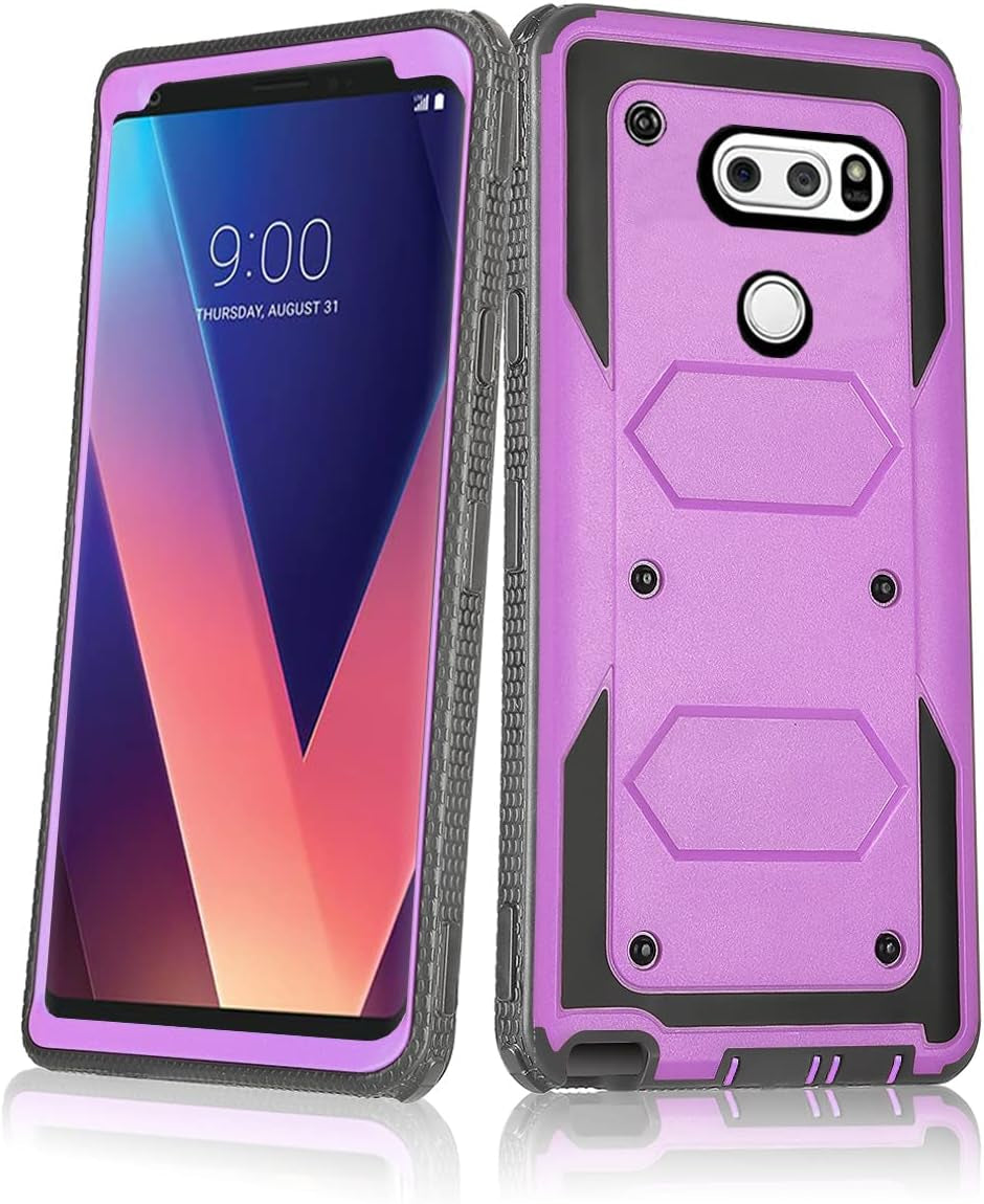 Asuwish Phone Case for LG V35 Thinq V30 plus Cover Hybrid Rugged Shockproof Drop Proof Full Body Protective Heavy Duty Cell Accessories LGV30 LGV35 LG30 LG35 V 30 35 V30+ V30S H931 Women Men Black  Asuwish Light Purple  