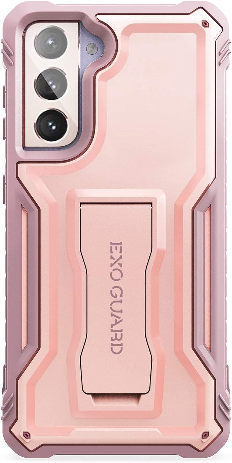 Exoguard Samsung Galaxy S21 plus 5G Case, Rubber Shockproof Full Body Cover Case for Samsung S21 plus Phone 6.7 Inch, Built-In Kickstand (Red)  ExoGuard Pink  