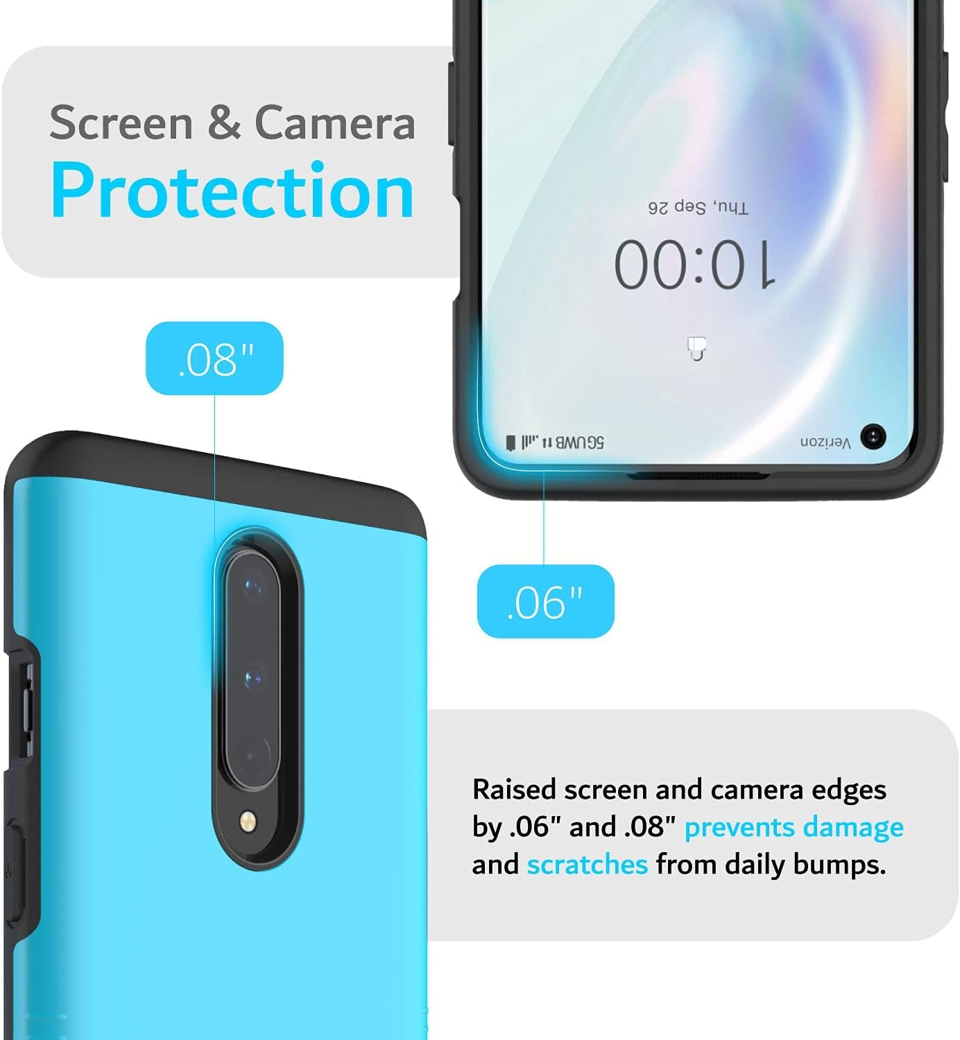TUDIA Dualshield Designed for Oneplus 8 5G UW (Verizon Version) Case, [Merge] Shockproof Tough Dual Layer Hard PC Soft TPU Slim Protective Case Cover - Blue  TUDIA   