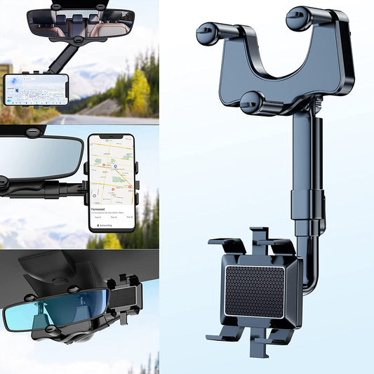 Phone Mount for Car, 360°Rotatable and Retractable Car Phone Holder Mount Multifunctional Rearview Mirror Phone Holder Car Adjustable Cell Phone Holder for Iphone 13 12 11 Pro Max XR All Smartphones  FONKEN   