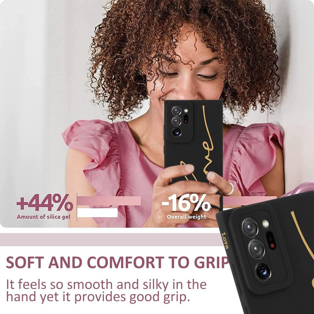 MOWIME for Samsung Galaxy Note 20 Ultra Case, Back Cute Plating Love Letter with Anti-Fall Lens Cameras Cover Protection Soft TPU Shockproof Anti-Fingerprint Phone Case for Women Girls Men-Black  MOWIME   