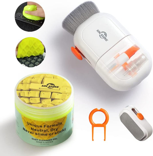 SIN SHINE 7-In-1 Electronics Cleaner Kit - Keyboard Cleaner, Dust Cleaning Mud, Laptop Cleaner Set with Cleaning Gel - Electronic Cleaner Box for PC Monitor, TV, Phone, Computer (Bbh01-Tz-White)  SIN SHINE   