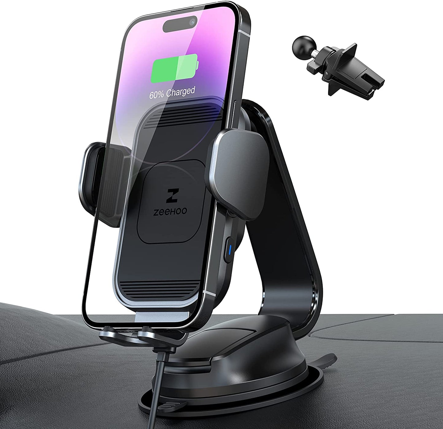 [Upgraded Version] Zeehoo Wireless Car Charger,15W Fast Charging Auto-Clamping Car Mount, Dash, Air Vent Charging Car Phone Holder for Iphone 14 13 12 11, Samsung Galaxy S23+ S22, Etc. (Black)  ZeeHoo Grey(sc-5)  