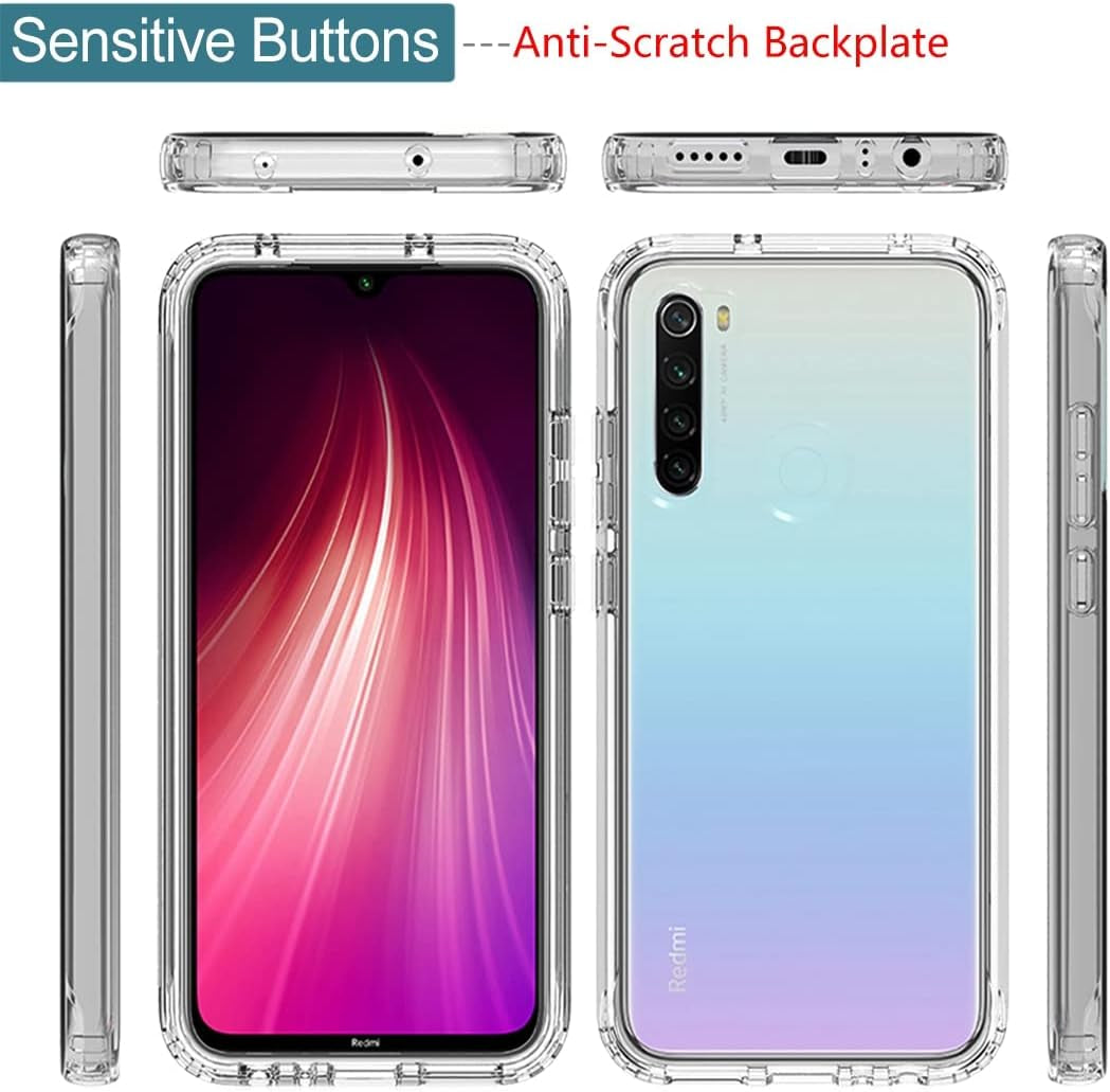 Zoeirc Case for Redmi Note 8 (2019/2021) M1908C3JH Case with Tempered Glass Screen Protector, Soft 360 Full Body Shockproof Hybrid Bumper Crystal Clear Case Cover for Xiaomi Redmi Note 8 (Clear)  Zoeirc   