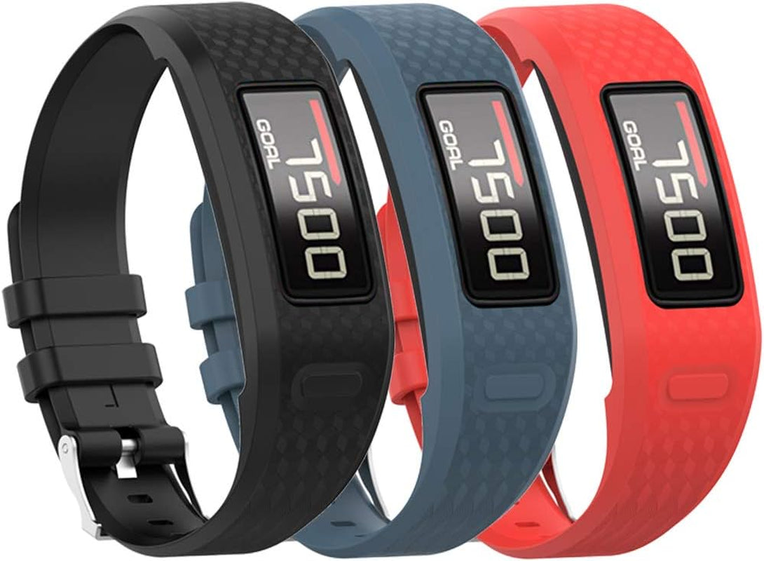QGHXO Band for Garmin Vivofit 1 / Vivofit2, Soft Silicone Replacement Watch Band Strap for Garmin Vivofit 1 / Vivofit 2 Activity Tracker, Small, Large, Ten Colors  QGHXO Black&Slate&Red Small 