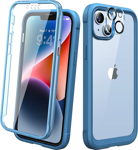 Diaclara Designed for Iphone 14 plus Case, Full Body Rugged Case with Built-In Touch Sensitive Anti-Scratch Screen Protector, with Camera Lens Protector for Iphone 14 plus 6.7" (Blue and Clear)  Diaclara   