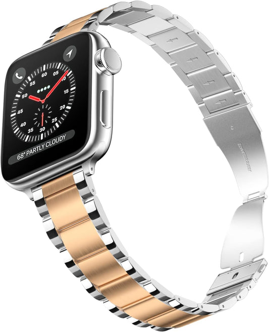 CINORS Metal Dressy Watch Band Compatible with Apple 8 41Mm Iwatch Iphone Rose Gold and Silver Womens Bands 41 40Mm Thin Link Bracelet 38Mm Stainless Steel Watches Strap for Series 7 6 5 4 3 2 1 SE  CINORS   