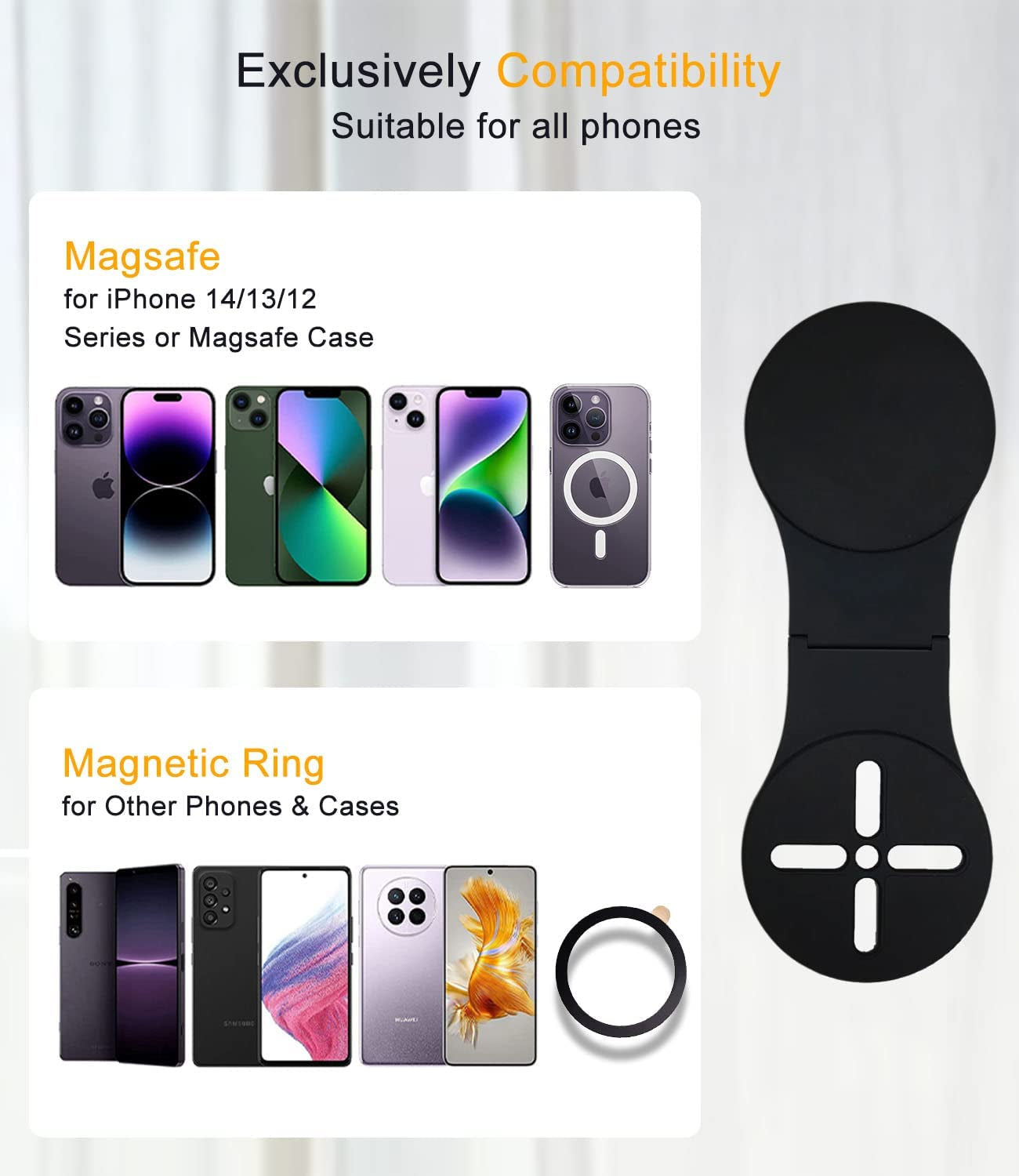 Jkoailiwi Multifunctional Magnetic Phone Holder for Laptop/Continuity Camera/Tripod/Tesla, Foldable Monitor Slim Side Webcam Mount, Portable Desktop Kickstand for Magsafe Iphone 14/13/12 & All Phones  Jkoailiwi   