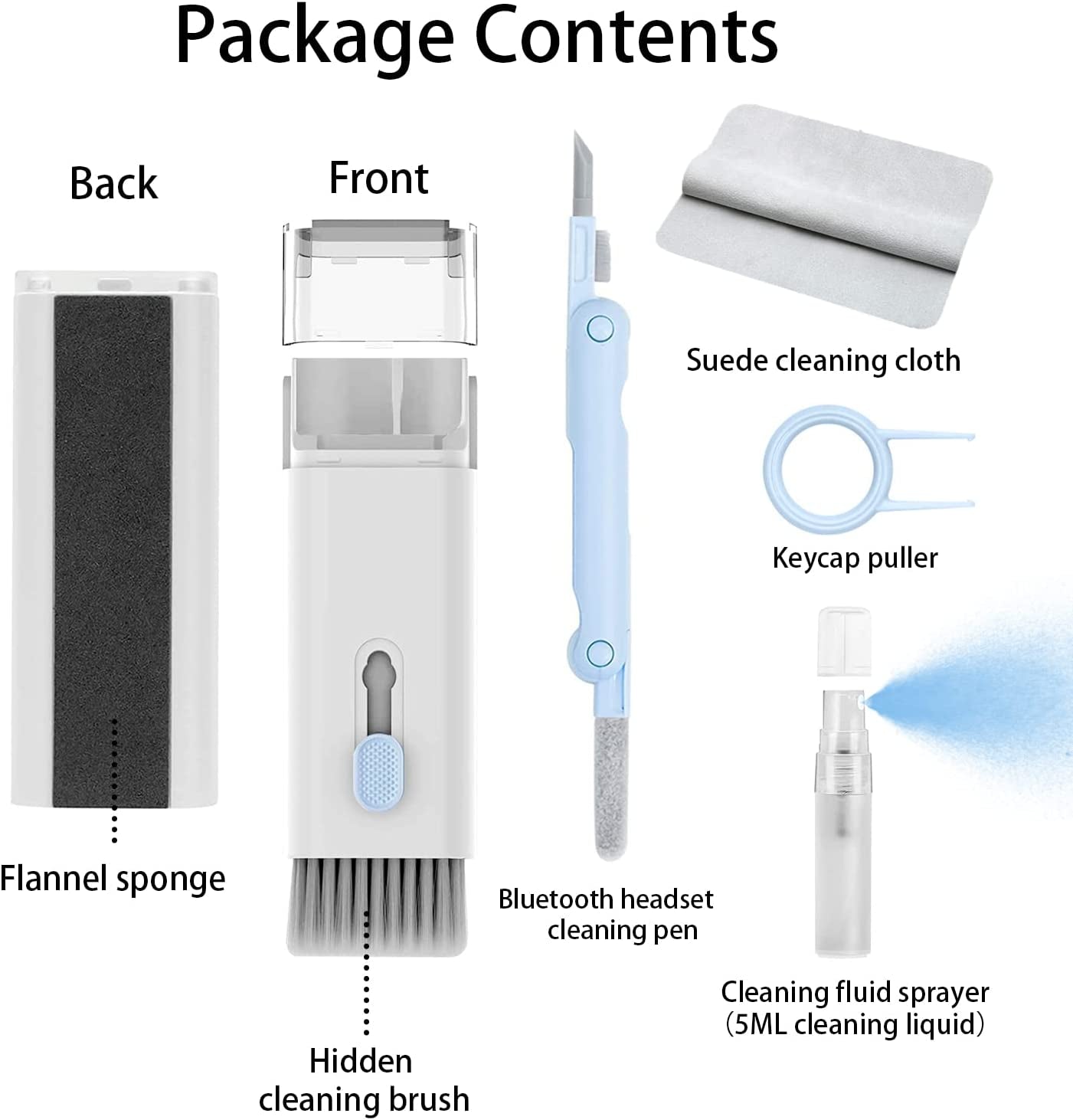 7 in 1 Electronic Cleaner Kit - Keyboard Cleaner, Keyboard Cleaning Kit, Laptop Cleaner with Brush, Electronic Cleaner for Airpods Pro/Laptop/Phone/Computer/Screen (Give Away a Flannel Cloth) Blue  CRYSFIY   