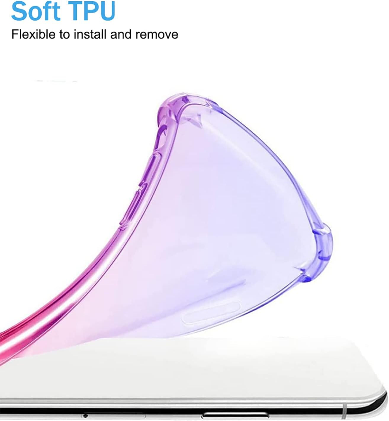 OEURVQO for Pixel 4A 5G Case Pixel 5 XL Case Clear Cute Gradient Colorful Slim Soft TPU Shockproof Bumper Anti-Scratch Protective Phone Cover for Google Pixel 4A 5G (Blue/Pink)  OEURVQO   