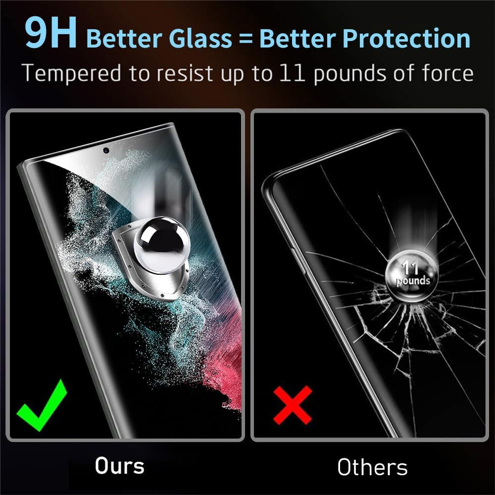 Letosan 3 Pack Galaxy S22 Ultra Screen Protector, HD Clear Tempered Glass, Fingerprint Unlock, 3D Curved, Scratch Resistant, Bubble-Free for Samsung Galaxy S22 Ultra 5G Glass Screen Protector  letosan   