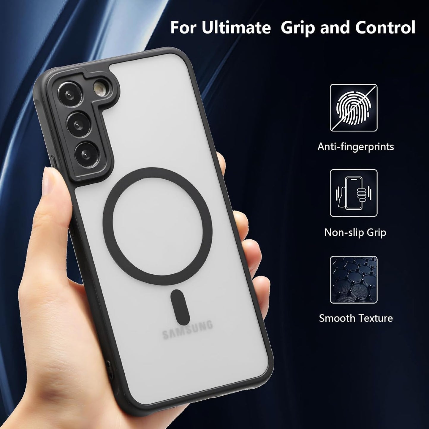 RALEAVO Magnetic for Samsung Galaxy S22 Case [Compatible with Magsafe] Slim Frosted Matte Case Cover Translucent Hard PC Back Military Drop Protection Phone Case for Girls&Boys,Black  RALEAVO   