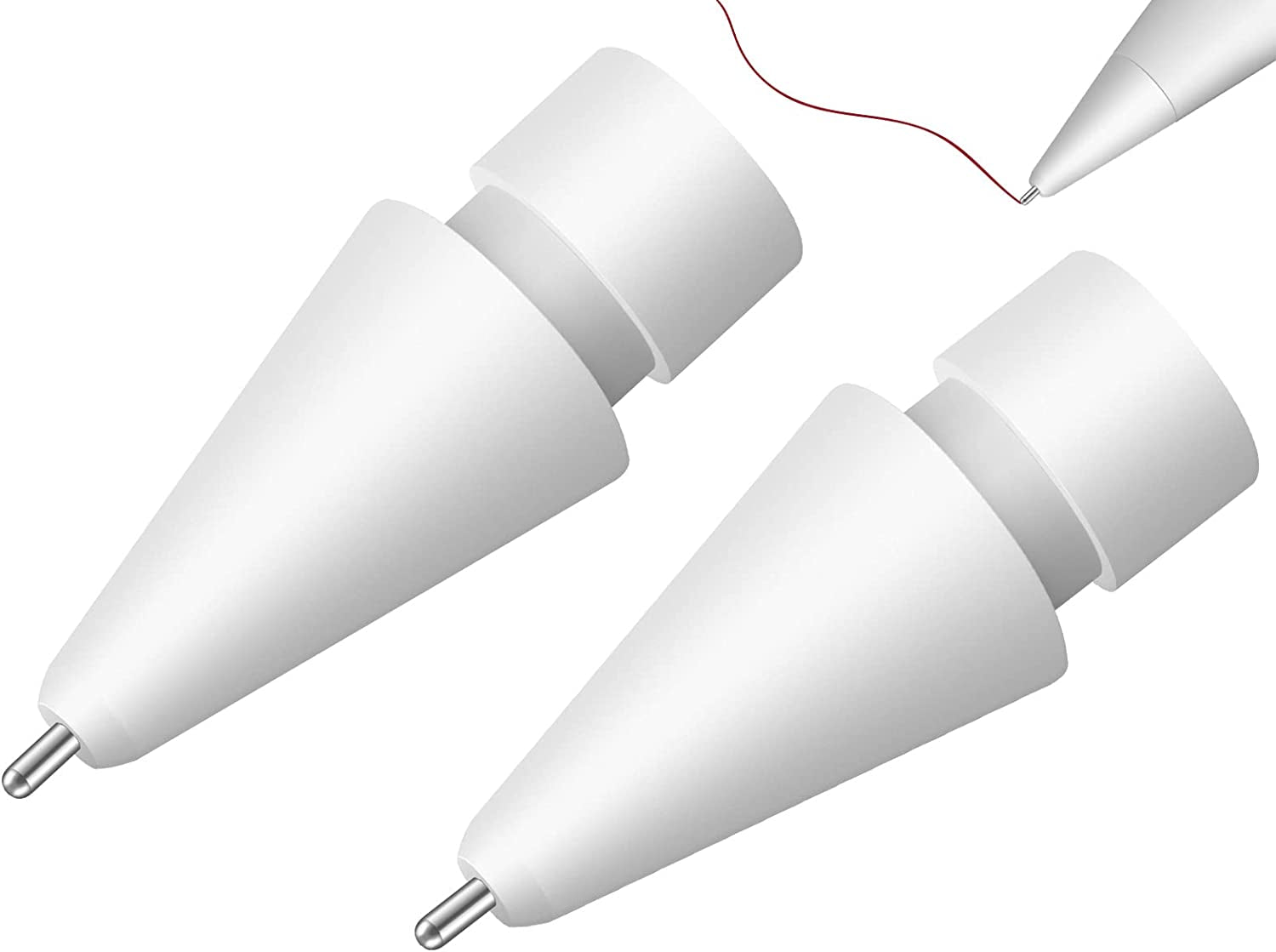 MEKO 2 Pack Upgraded 0.72Mm Fine Ponit Precise Replacement Tips for Apple Pencil 1St/2Nd Generation & Logitech Crayon, Wear-Resisting Pen Nibs for Ipad Pro/Air/Mini Pencil - Black/White  MEKO White  