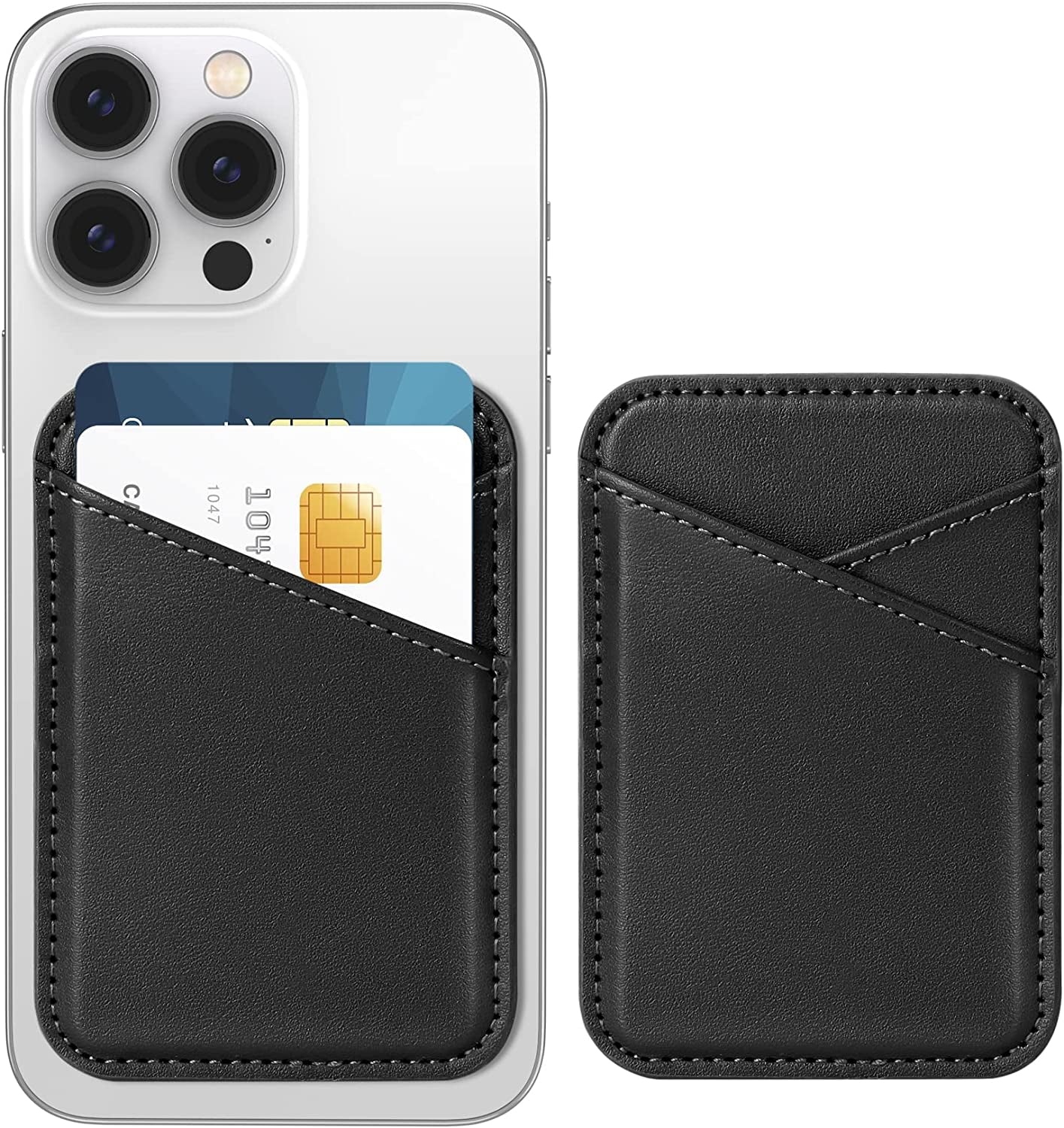 Miroddi Magnetic Card Wallet Holder with Magsafe for Back of Iphone 14/13/12 Series, Magsafe Wallet, Magsafe Leather Wallet, Independent Card Slot, Invisible Ultra-Thin, 3.85"X2.67"X0.12", [Pink]  Miroddi Black  