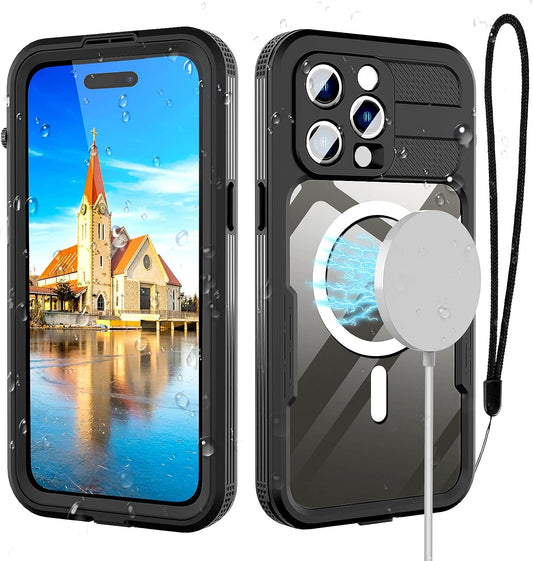 Transy Iphone 14 Pro Waterproof Case - Iphone 14 Pro Case Waterproof 6.1 Inch Full Body Protective Shockproof Dustproof IP68 Certified Waterproof Phone Case for Iphone 14 Pro with Lanyard (Black)  Transy   