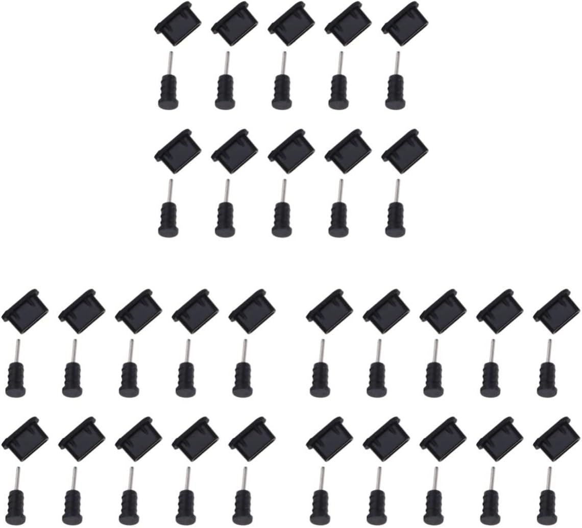 Gatuida anti Dust Plug Set, 10 Pairs Anti-Dust Plugs for Android Micro USB Type-C & 3.5Mm Earphone Jack  Gatuida Blackx3pcs Size 2x3pcs 