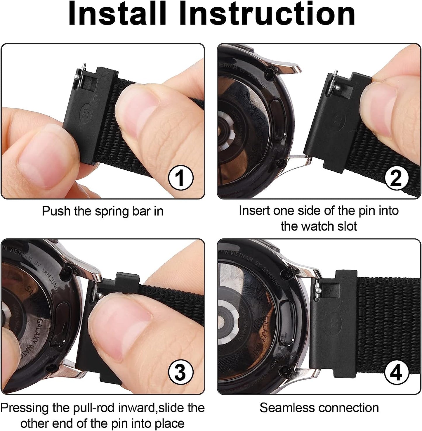 2 Pack Bands for Garmin Venu / Venu 2 plus / Venu Sq Watch Band Women Men, Soft Nylon Adjustable Replacement Wristband Strap for Garmin Vivomove Sport, Vivoactive 3 / 3 Music, Forerunner 645 / 245 Music Smart Watch  Wanme   