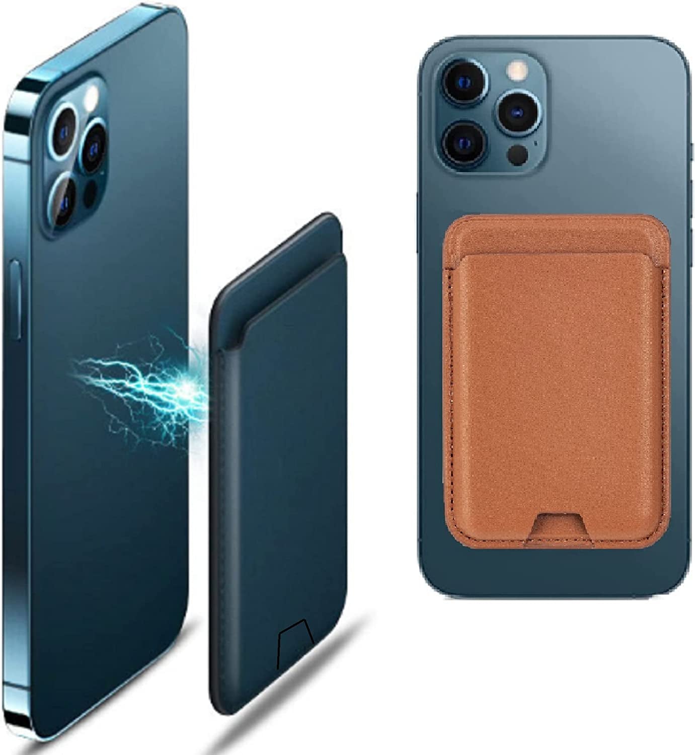 Open Slot Strong Magnetic Card Holder with Magsafe Wallet for Apple Iphone 14 Pro Max/14 Plus/14 Pro/14/13 Pro Max/13 Pro/13/13 Mini/12 Max/12/12 Pro/12 Mini, (Brown)  Tahamus   