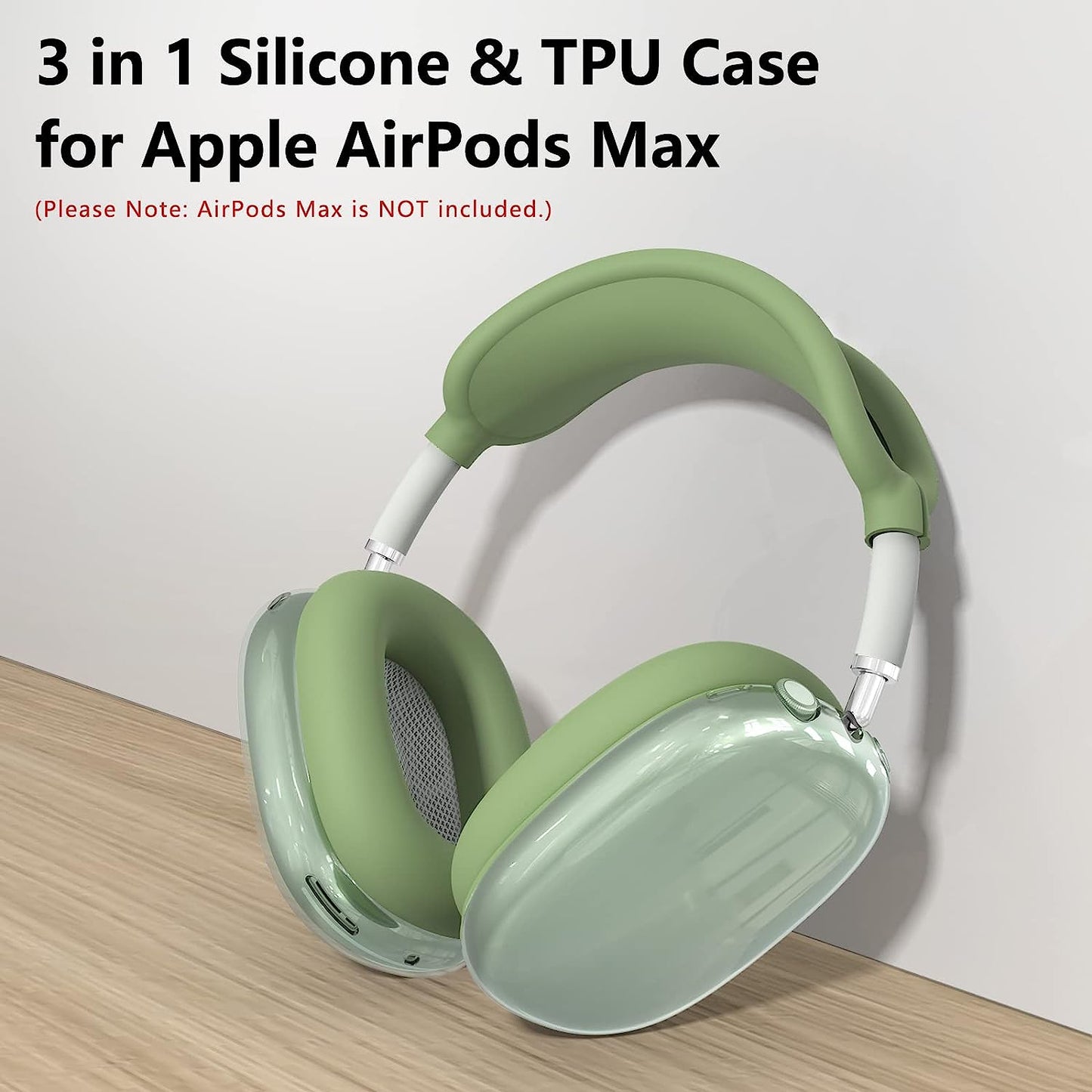 Silicone Case Cover for Airpods Max Headphones, Clear Soft TPU Ear Cups Cover/Ear Pad Case Cover/Headband Cover for Airpods Max, Transparent Accessories Silicone Protector for Apple Airpods Max, Green  MINDRESY   