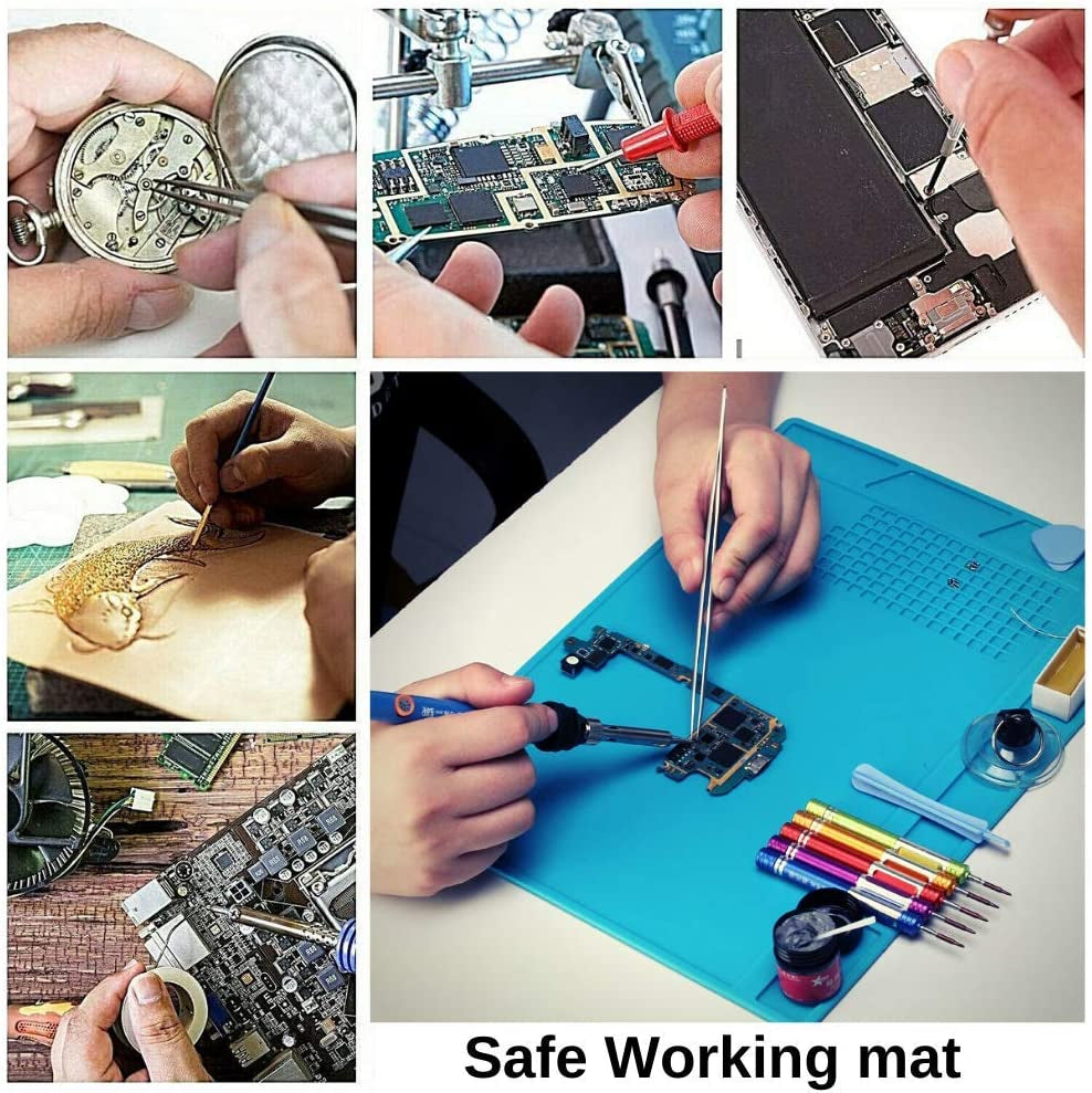 Opening Pry Tool Repair Kit with Anti-Static Wrist Strap ESD Safe Insulation Silicone Soldering Mat Heat Resistant Magnetic Work Pad, Bars, Spudgers, for Laptop Computer Electronics by DREMINOVA  DREMINOVA   