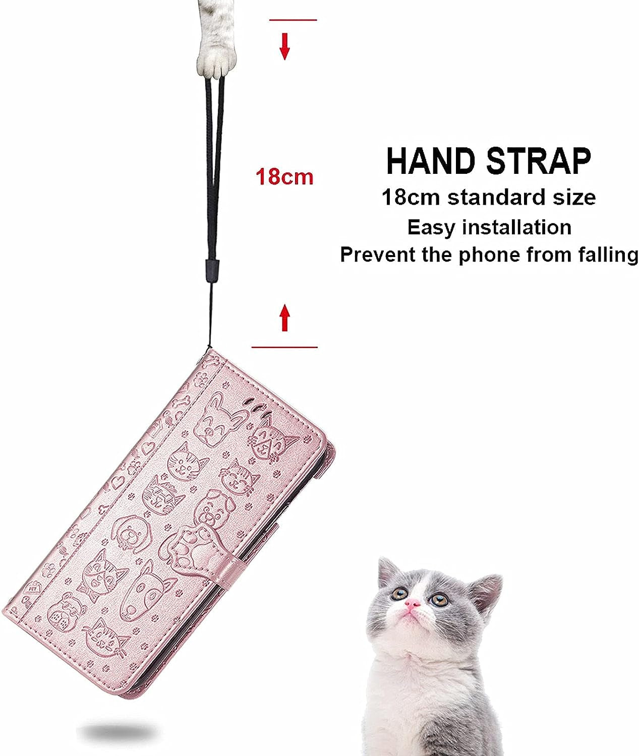 Ccsmall Oneplus Nord N200 Cartoon Girl Wallet Case,Kawaii Cat Dog Style Flip Phone Cover with ID Card Holder & Kickstand PU Leather Magnetic Clasp Case for Oneplus Nord N200 MG Rose Gold  CCSmall   