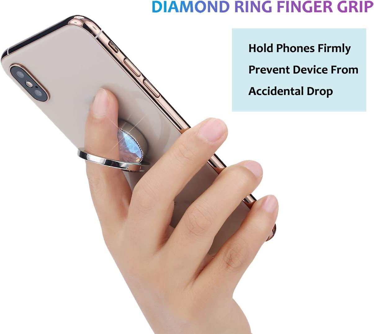 Lenoup Glitter Bling Bling Phone Ring Holder,Sparkle Phone Ring Grip Artificial Diamond Stand,Rhinestone Cell Finger Ring for Phones,Pad(Silver)  lenoup   