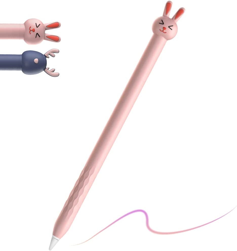 Case for Apple Pencil 2Nd Generation Case Sleeve Soft Silicone Cute Cartoon Rabbit Design Protective Cover Holder Accessories Compatible with Apple Pencil 2Nd Gen (Pink Rabbit)  Meowster   