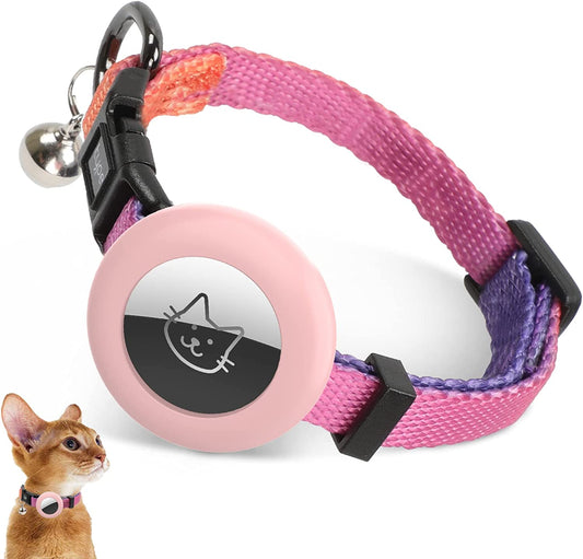 Air Tag Cat Collar, Cat Collar with Bell and Safely Buckle for Small Pets, Adjustable Kitten Collar with Airtag Holder Compatible with Apple Airtag for Cats, Kittens, Puppies(Orange)  typecase   