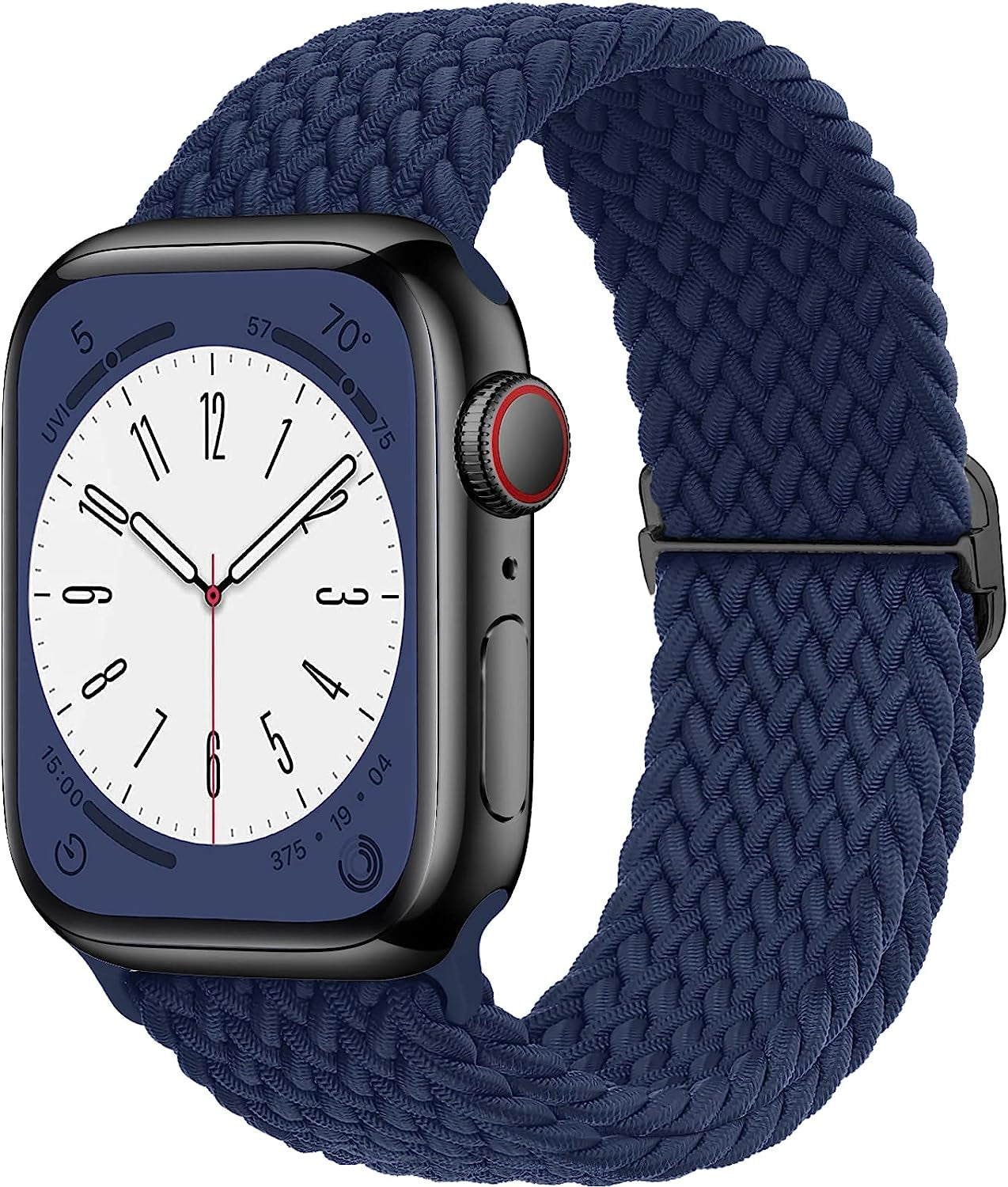 Merlion Stretchy Braided Solo Loop Compatible with Apple Watch Band 38Mm 40Mm 41Mm 42Mm 44Mm 45Mm 49Mm, Sports Adjustable Elastic Straps for Iwatch  Merlion Navy Blue 42MM/44MM/45MM/49MM 