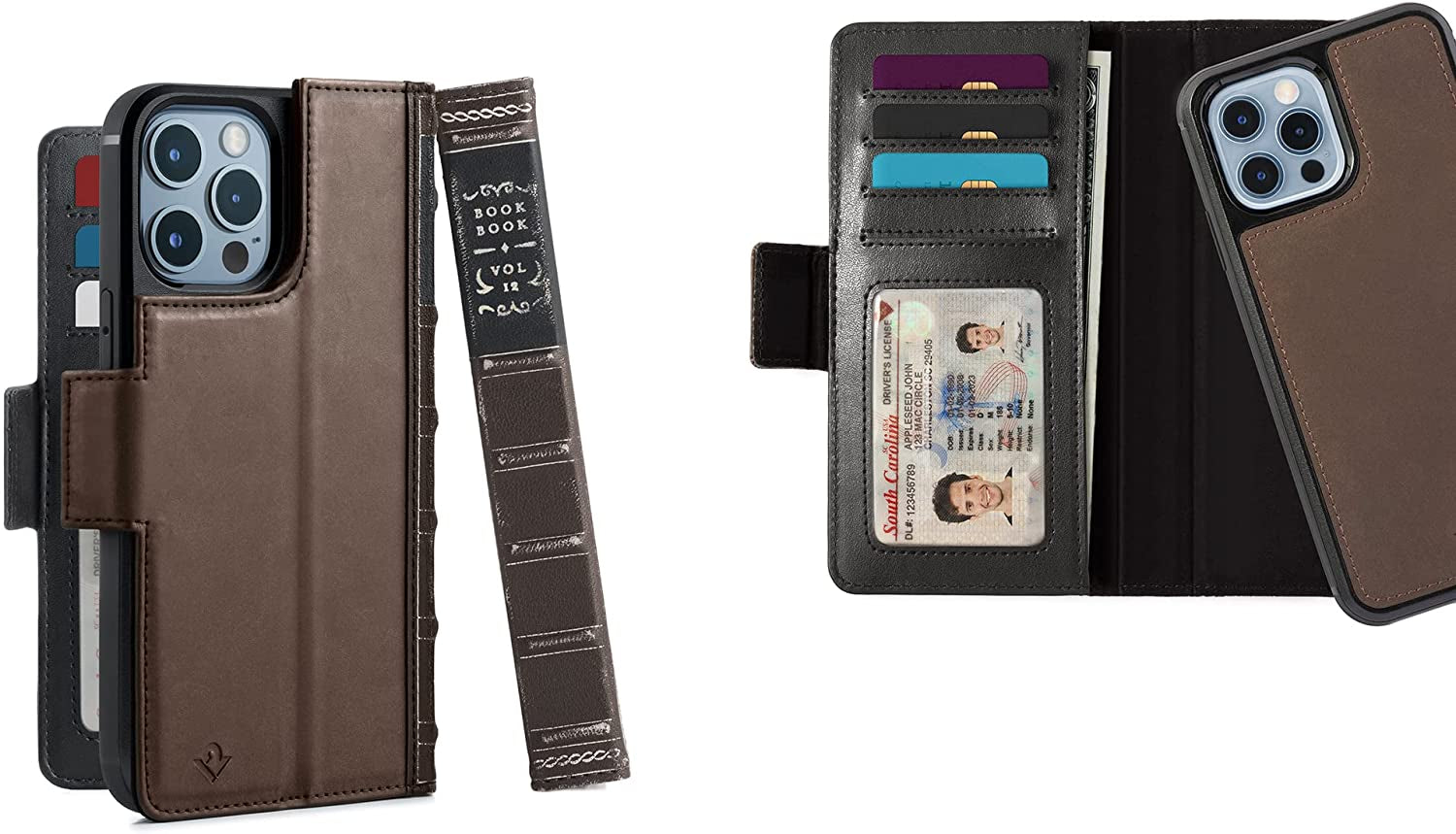 Twelve South Bookbook for Iphone 14 plus | Magsafe Compatible Full-Grain Leather Wallet Case with Display Stand + Removable Stand-Alone Leather Accent Case, Brown  Twelve South Brown BookBook iPhone 13 Pro Max