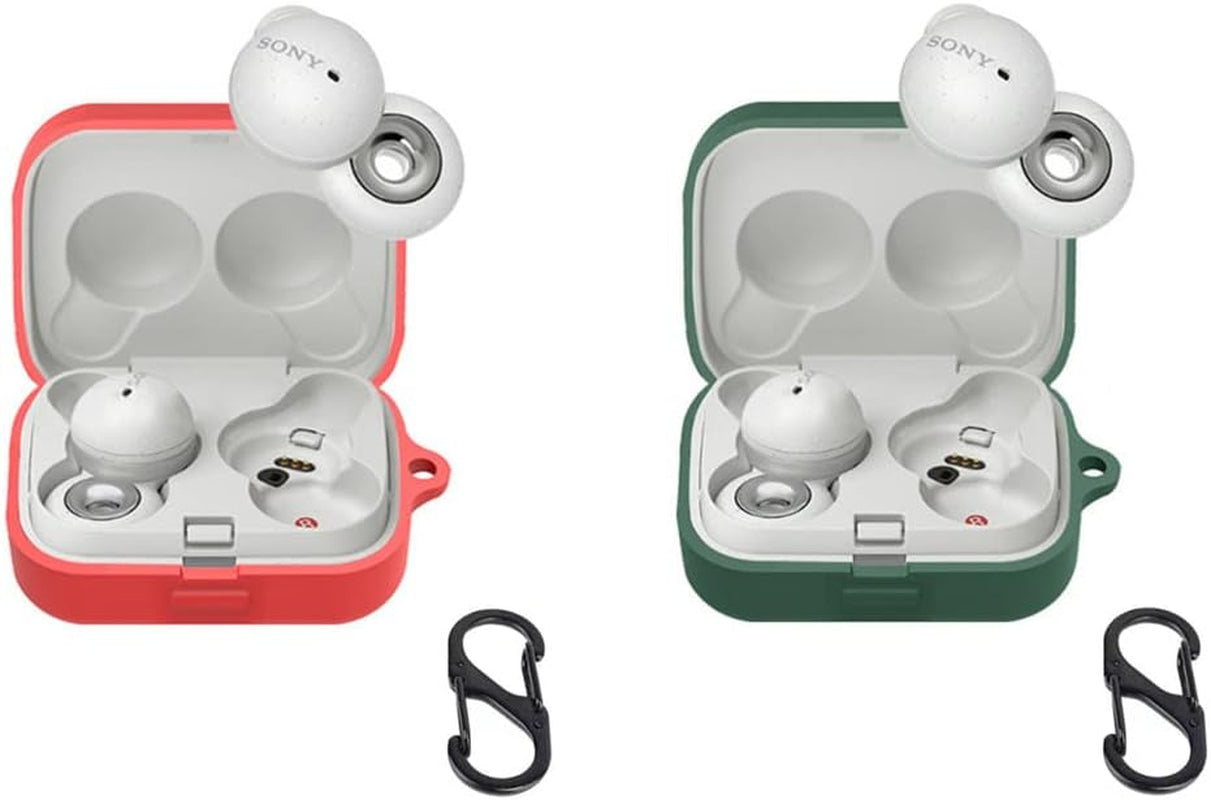2 Pack DAYJOY Soft Silicone Protective Case Cover Compatible with Sony Linkbuds WF-L900 Earphone, Protective Skin Sleeve with Key Chain (Black+Blue)  DAYJOY red+green LinkBuds WF-L900 