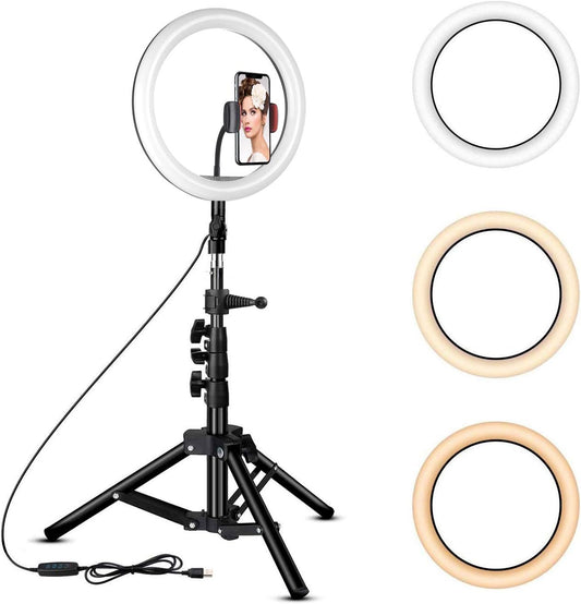 Rovtop 10 Inch Ring Light with Stand Tripod, LED, Phone Holder for Selfie Camera Photography Makeup Video Live Streaming  Rovtop   