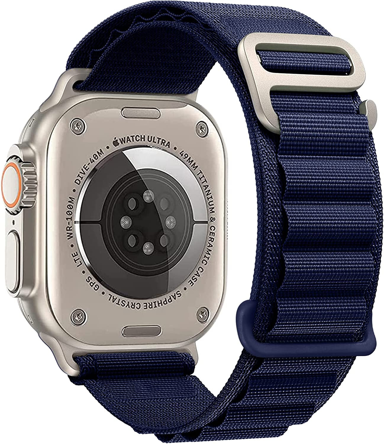 VNCAS Compatible with Apple Watch Ultra Band 49Mm 45Mm 44Mm 42Mm 38Mm 40Mm 41Mm Men Women, Rugged Alpine Loop Nylon Sport Bands with Titanium G-Hook Braided Stap for Iwatch Series SE 8 7 6 5 4 3 2 1  VNCAS Dark Blue 38mm/40mm/41mm 