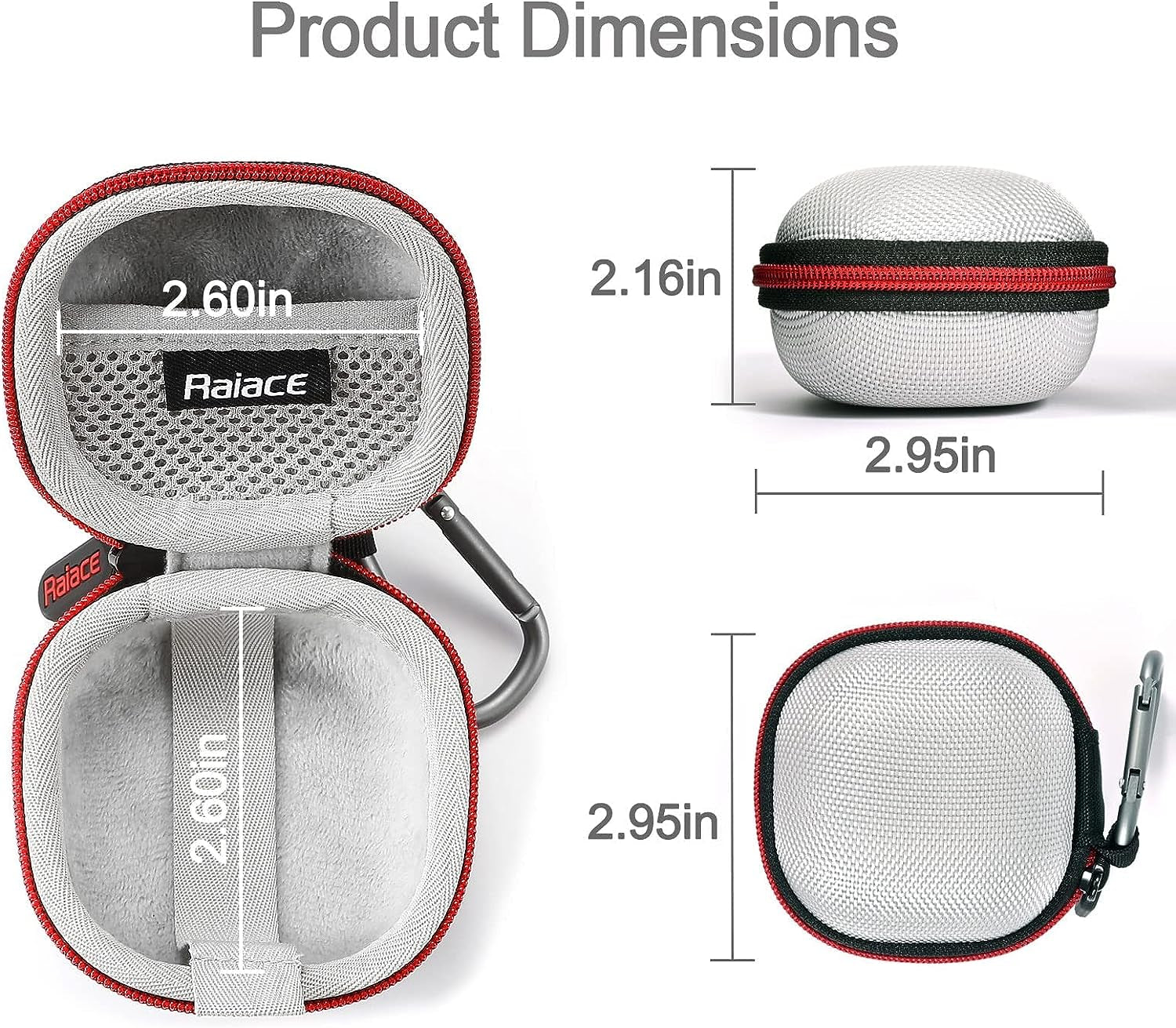 RAIACE Hard Storage Case Compatible with Beats Fit Pro Earbuds, Earbuds Storage Box with Mesh Pocket. (Case Only) - Silver  RAIACE   