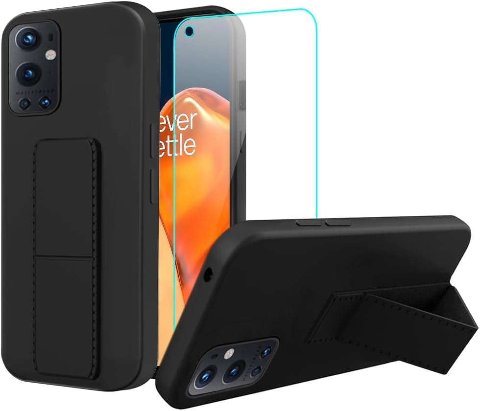 Case for Oneplus 8 2020 Phone Case, Stand Case with Tempered Glass Screen Protector Hidden Folding Kickstand Shockproof Protective Cover Silicone TPU Phone Case for Oneplus 8 - Black  Sitikai Oneplus 9 Pro Black  
