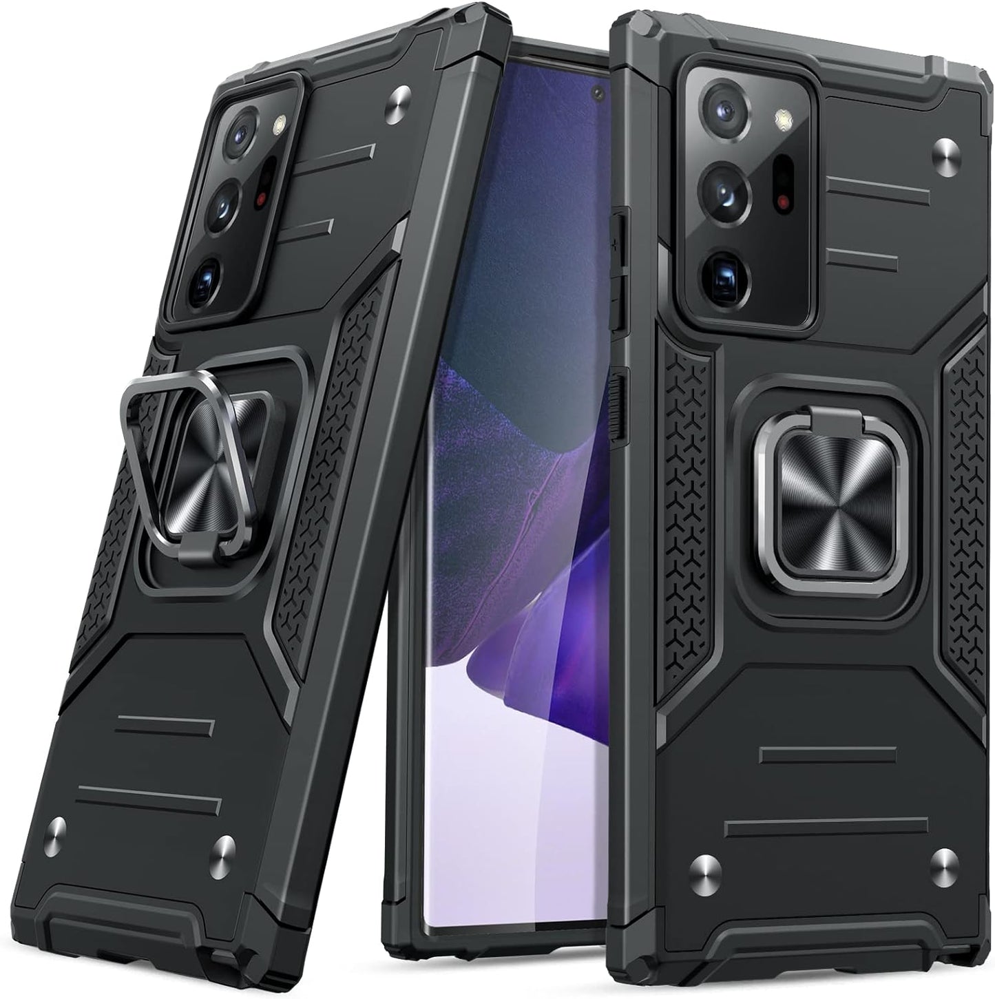 JAME for Samsung Galaxy Note 20 Ultra Case, Military-Grade Drop Protective Phone Case Cover for Note 20 Ultra, with Metal Ring Holder Kickstand for Galaxy Note 20 Ultra Case, Red  JAME Black  