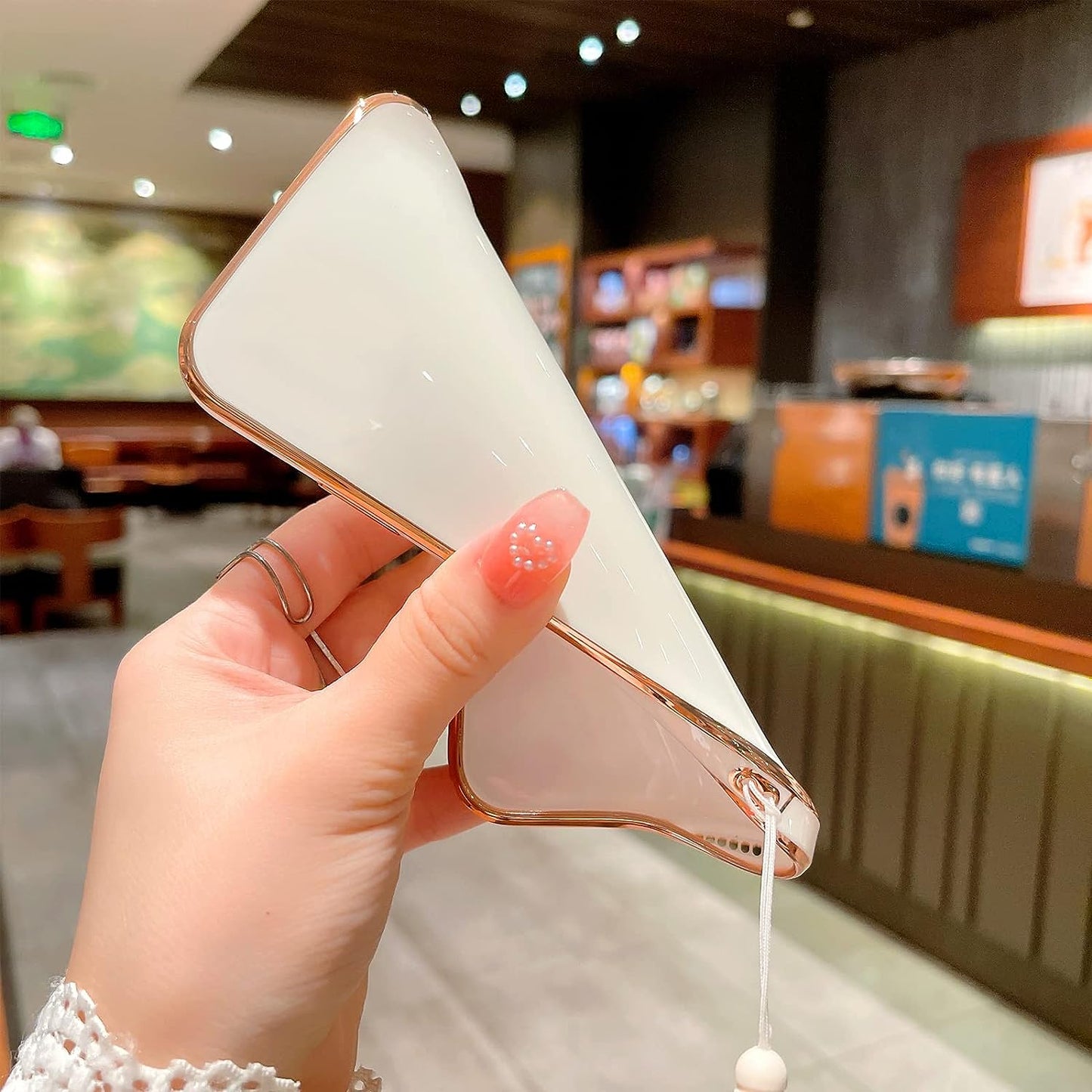 For Oneplus Nord N200 5G Case, N200 Phone Case for Women Electroplating Cute Luxury Bling Aesthetic Trendy Pretty, Full Camera Soft TPU Protection Shockproof Cover for Oneplus Nord N200 5G (White)  KuDiNi   