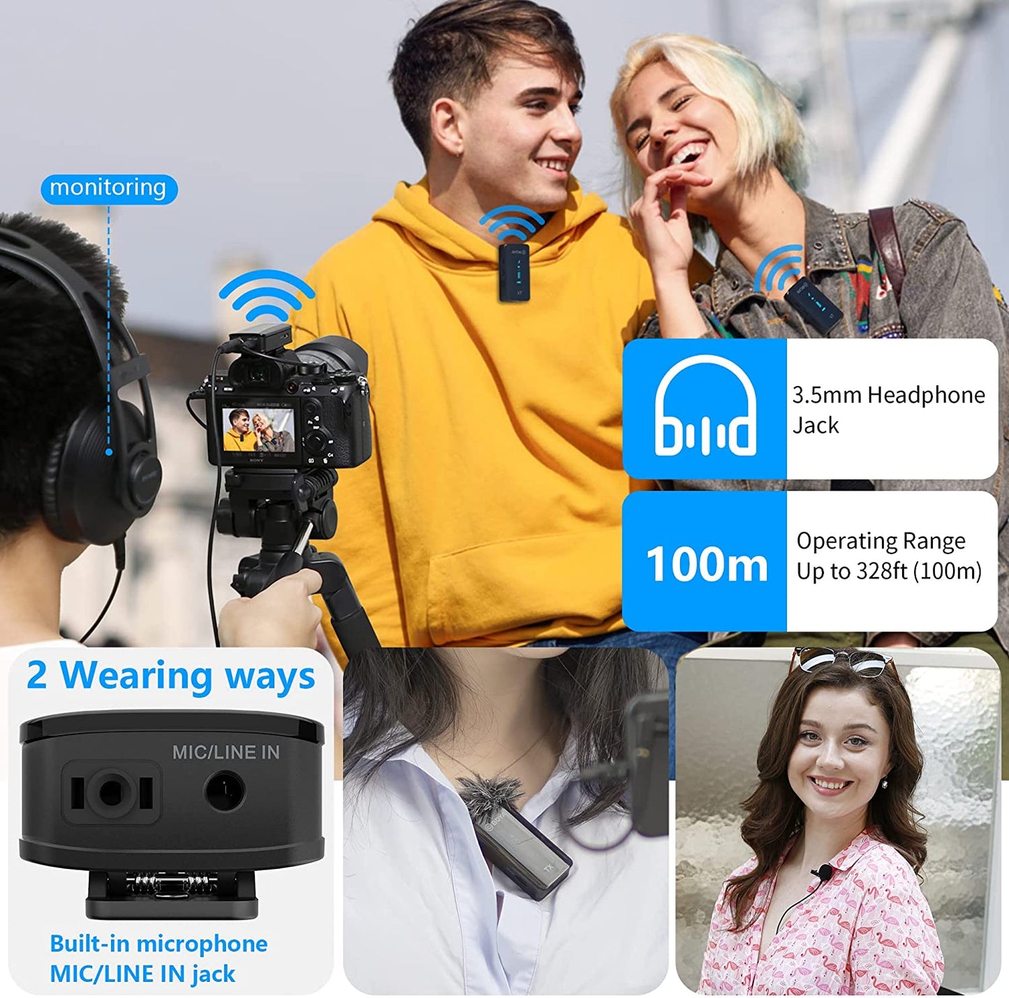 BOYA BY-XM6-S2 Wireless Lavalier Microphone 2.4Ghz Dual Channel Wireless Lapel Microphones for Cameras Phone DSLR Camcorder Mic for Video Recording Youtube Vlogging (2 Transmitters & 1 Receiver)  BOYA   