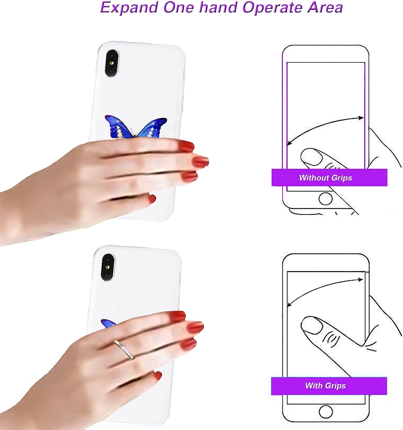 TACOMEGE Transparent Clear Phone Holder Ring Grips for Iphone Samsung Galaxy, Finger Ring Stand for Smartphones Tablets Cases (Round-Gold-Crystal)  TACOMEGE   