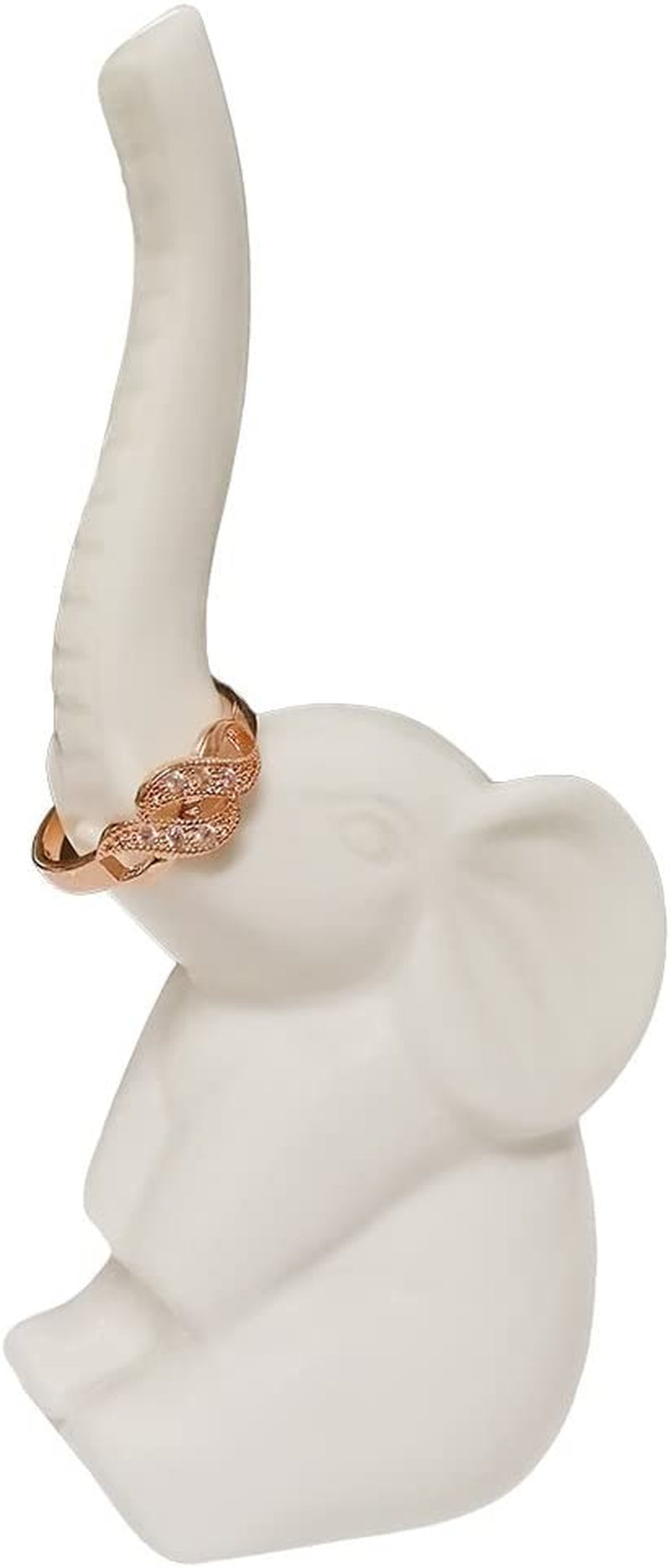 HOME SMILE Elephant Ring Holder for Jewelry,Engagement Wedding Ring Display Holder Stand Trinket Trays (Litltle White)  Trinket Trays   