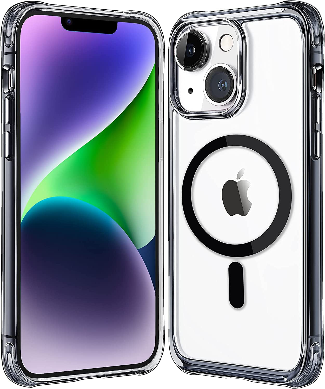 Mkeke Magnetic Designed for Iphone 14 Case for Iphone 13 Case Clear with Magsafe [Military Grade Drop Protection] [Not Yellowing] Shockproof Phone Case for Apple Iphone 13/14 - Black Clear  Shenzhen Make Technology Company Limited Black  