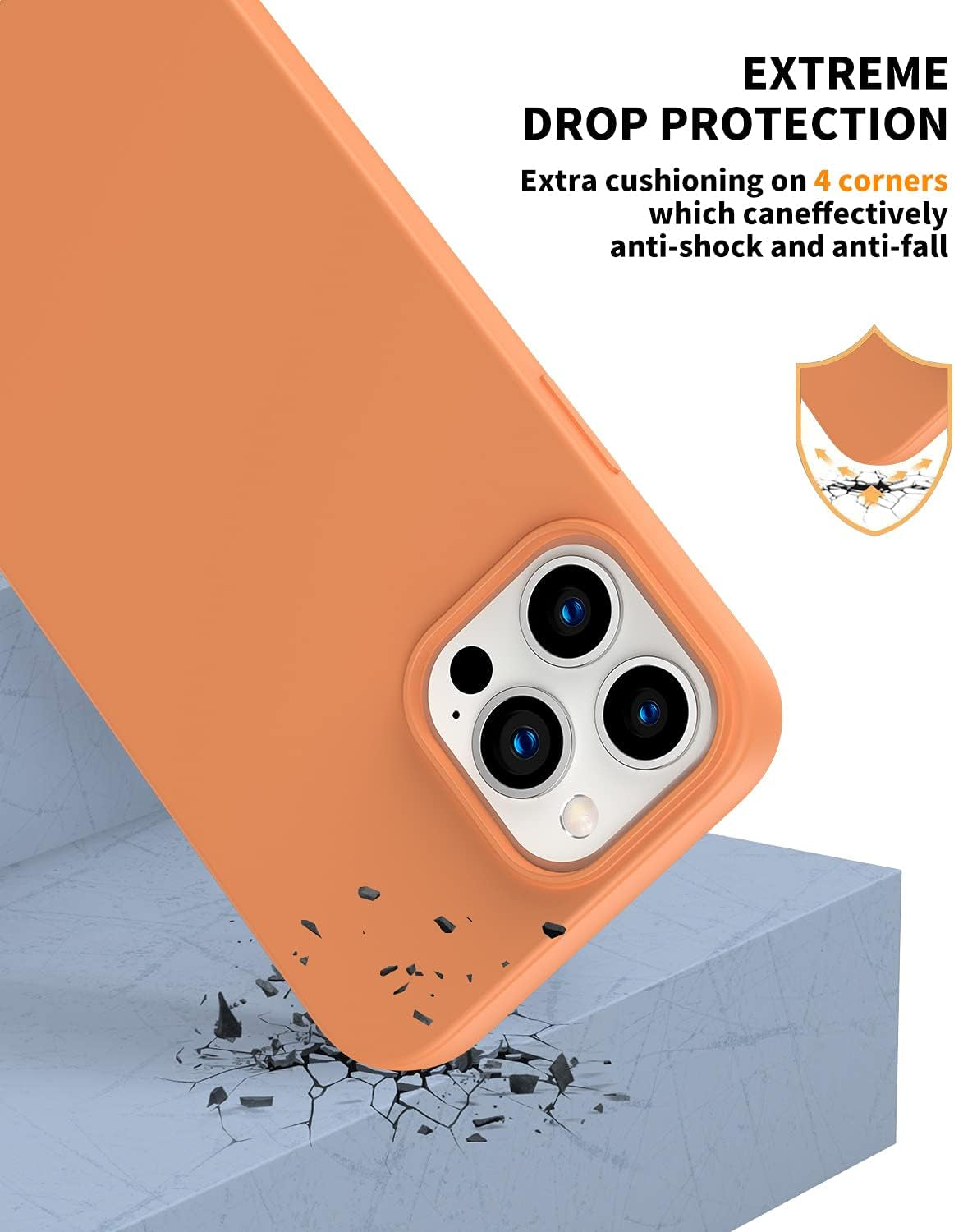 Amytor Designed for Iphone 14 Pro Case, Silicone Ultra Slim Shockproof Phone Case with Soft Anti-Scratch Microfiber Lining, [Enhanced Camera Protection] 6.1 Inch (Coral)  Amytor   