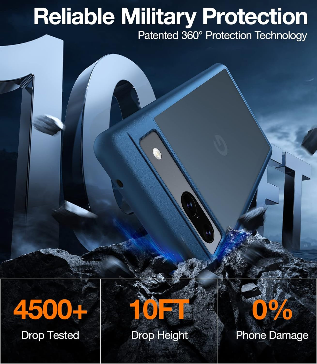 TORRAS Shockproof for Google Pixel 7A Case Blue, [Military Grade Drop Tested] Translucent Slim Protective Hard Back & Soft Edge Cover Phone Case for Google 7A Case,Blue  TORRAS   