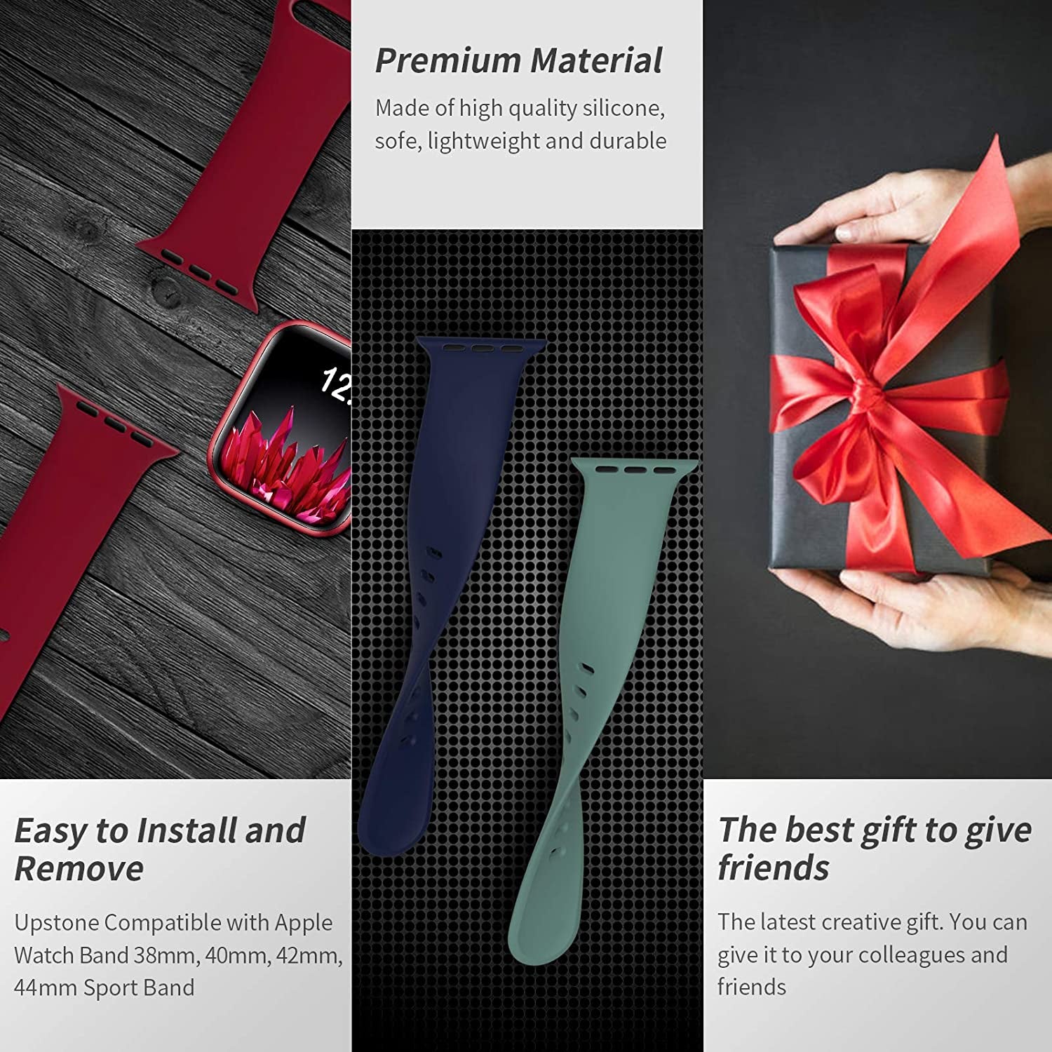 ZALAVER Bands Compatible with Apple Watch Band 38Mm 40Mm 41Mm 42Mm 44Mm 45Mm 49Mm, Soft Silicone Sport Replacement Band for Iwatch SE Ultra Series 8 7 6 5 4 3 2 1 Women Men  ZALAVER   