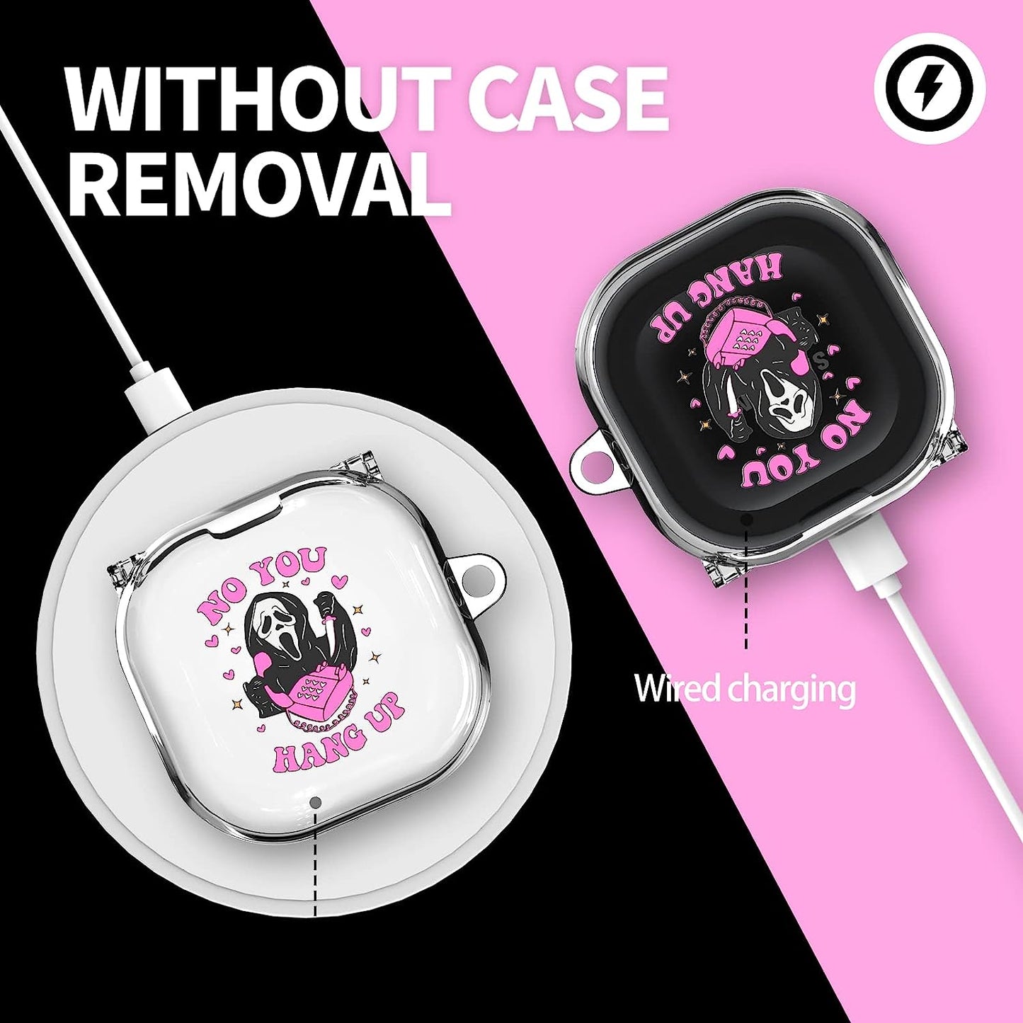 TOLUOHU Scream Ghost Case for Samsung Galaxy Buds2 Pro(2022)/Galaxy Buds Live(2020)/Galaxy Buds Pro(2021)/Galaxy Buds 2(2022) Case, Clear Hard Pc Shockproof Protective Cover with Keychain/Lanyard  TOLUOHU   