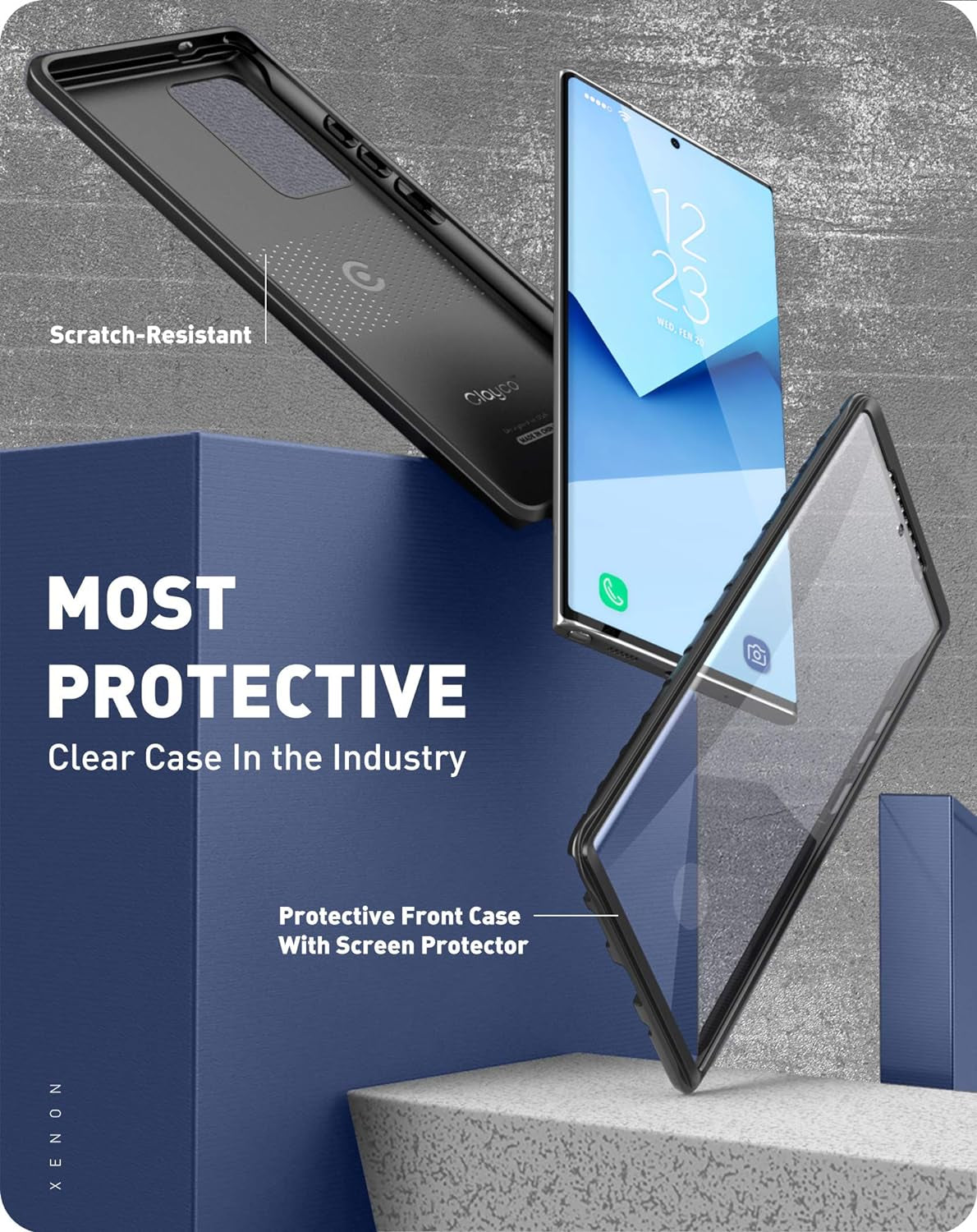 Clayco Xenon Series Designed for Samsung Galaxy Note 20 Ultra Case, [Built-In Screen Protector] Full-Body Rugged Cover Compatible with Fingerprint ID, 6.9 Inch 2020 Release (Black)  Clayco   