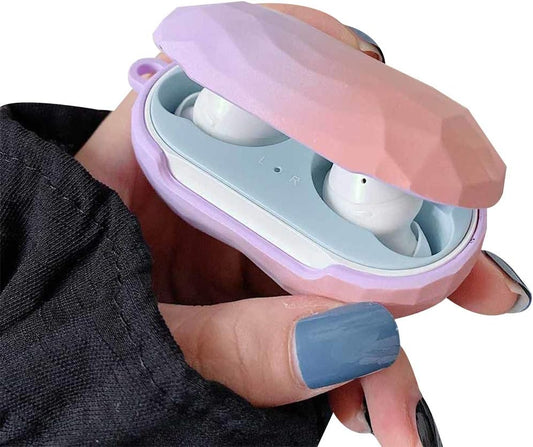 Aikeduo Colorful Gradient Protective Case Lightweight for Samsung Galaxy Buds Buds+ with Carabiner Earphone Cover for Galaxy Buds plus Accessories (Light Purple)  Aikeduo   