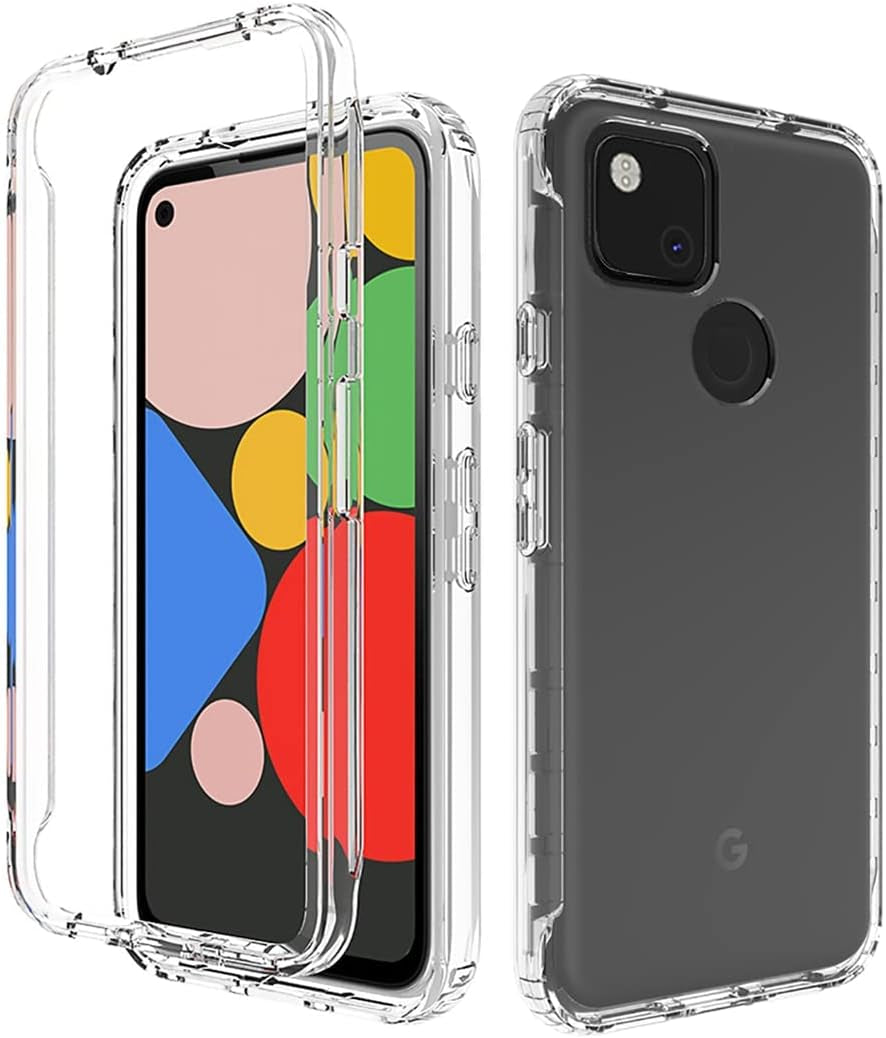 Vavies Compatible with Google Pixel 4A (Not Fit 4A 5G) G025J Case with Tempered Glass Screen Protector, Full Body Shockproof Clear Flexible Protective Cover Cases for Google Pixel 4A (Clear)  Vavies   